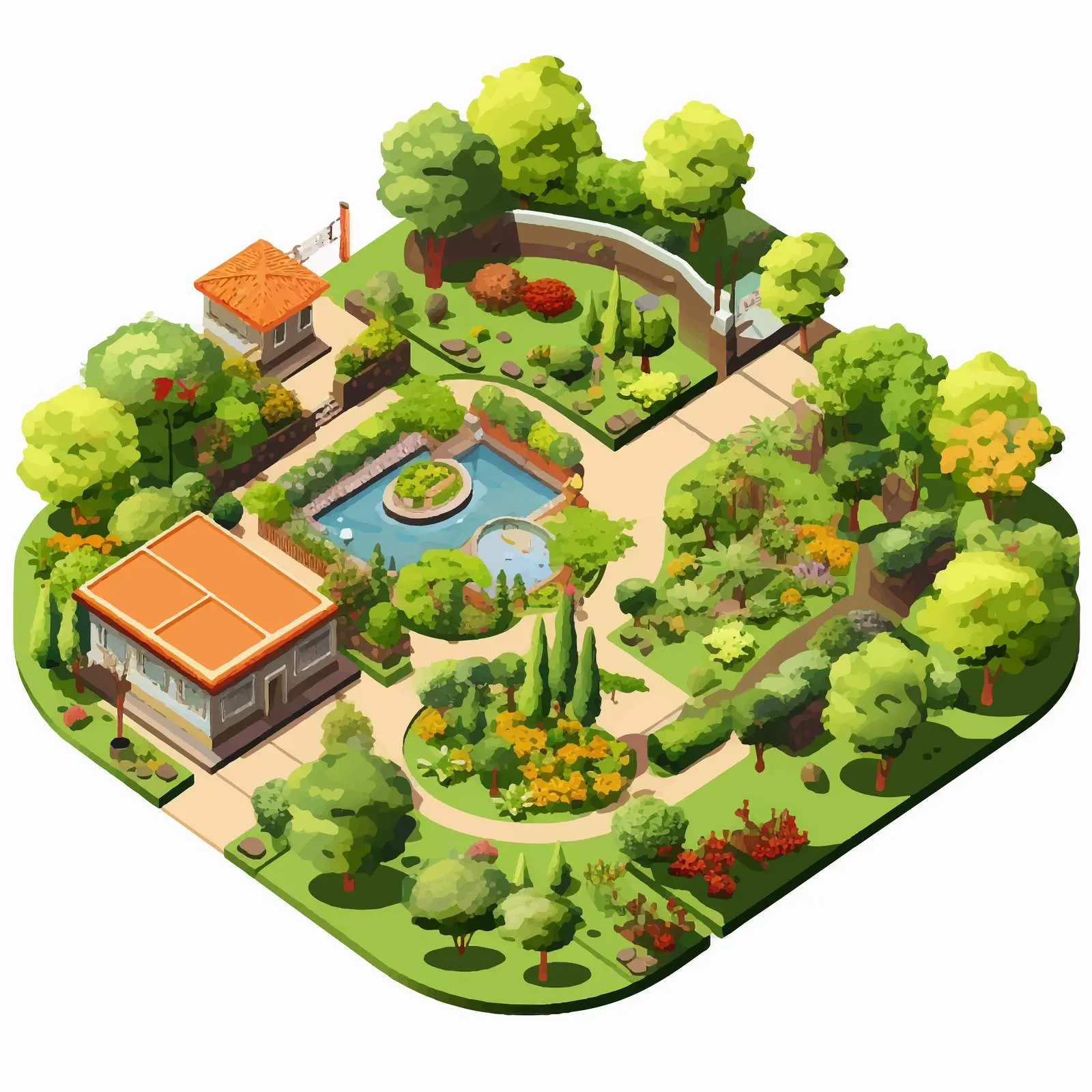 Aerial View of Vibrant Garden Illustration — free download from Dotvec