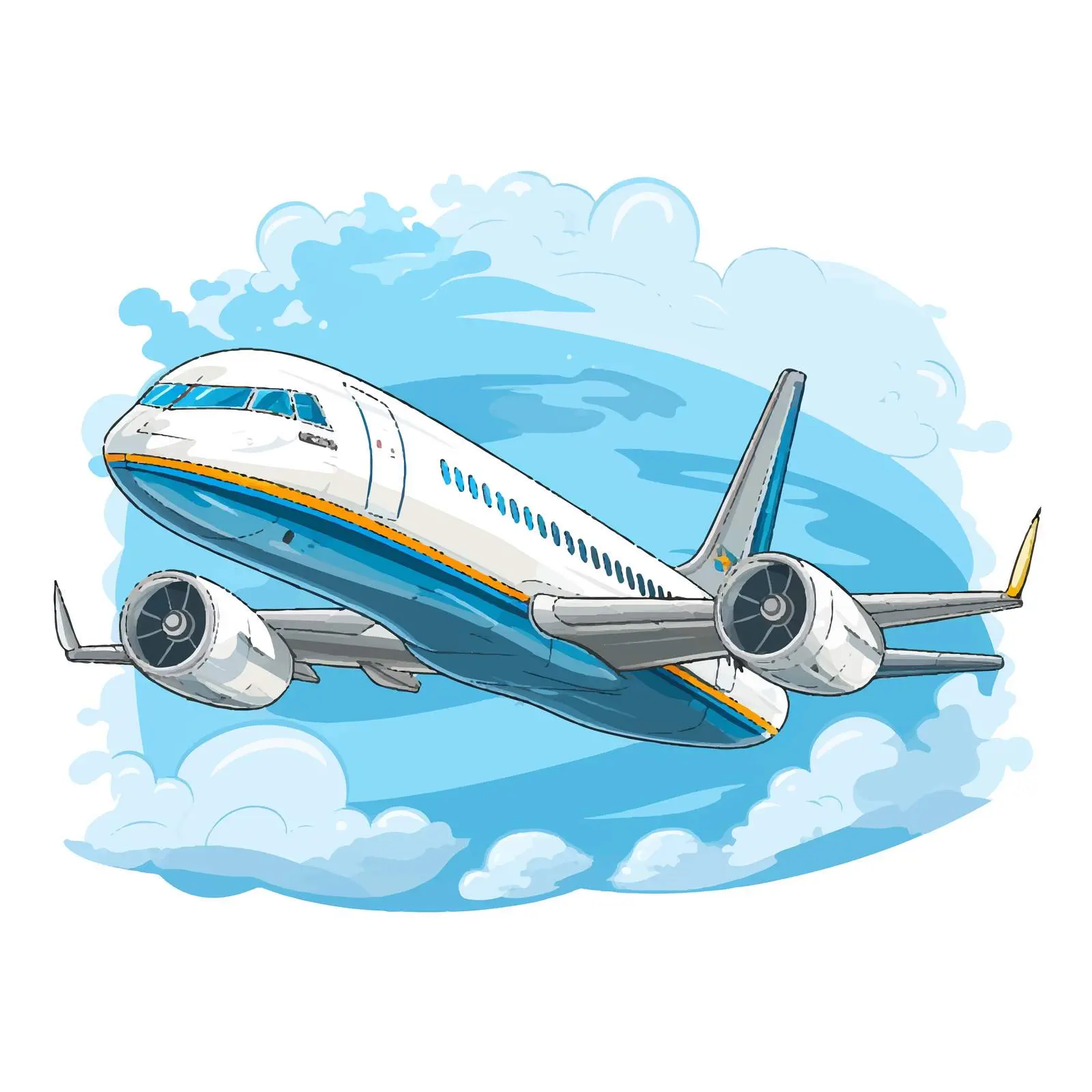 Airplane Flying in the Sky Vector Illustration — free download from Dotvec