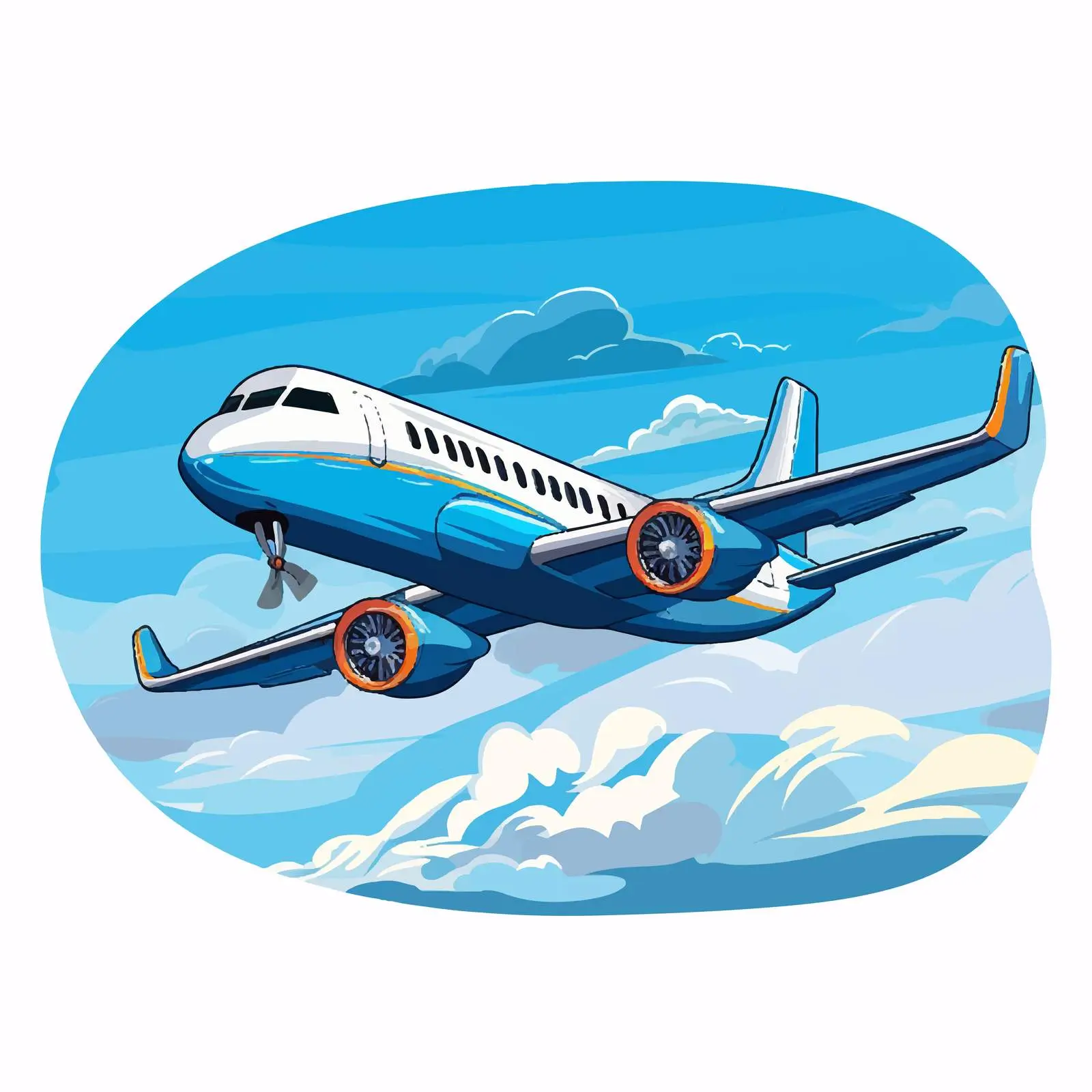Airplane Flying in a Clear Blue Sky Vector — free download from Dotvec