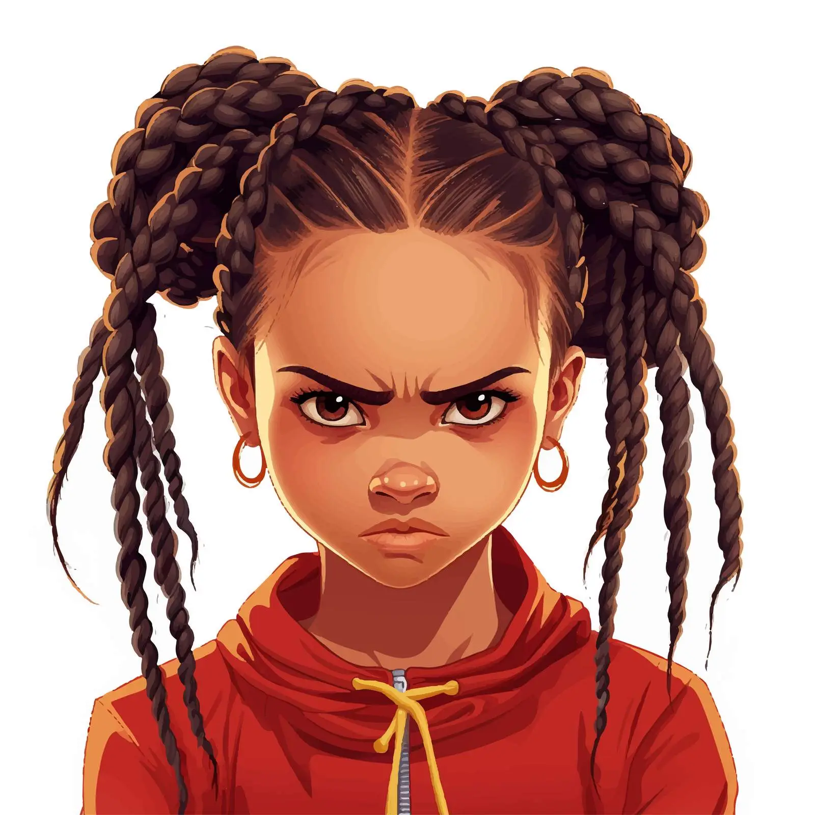Angry Girl with Braids Vector Illustration — free download from Dotvec