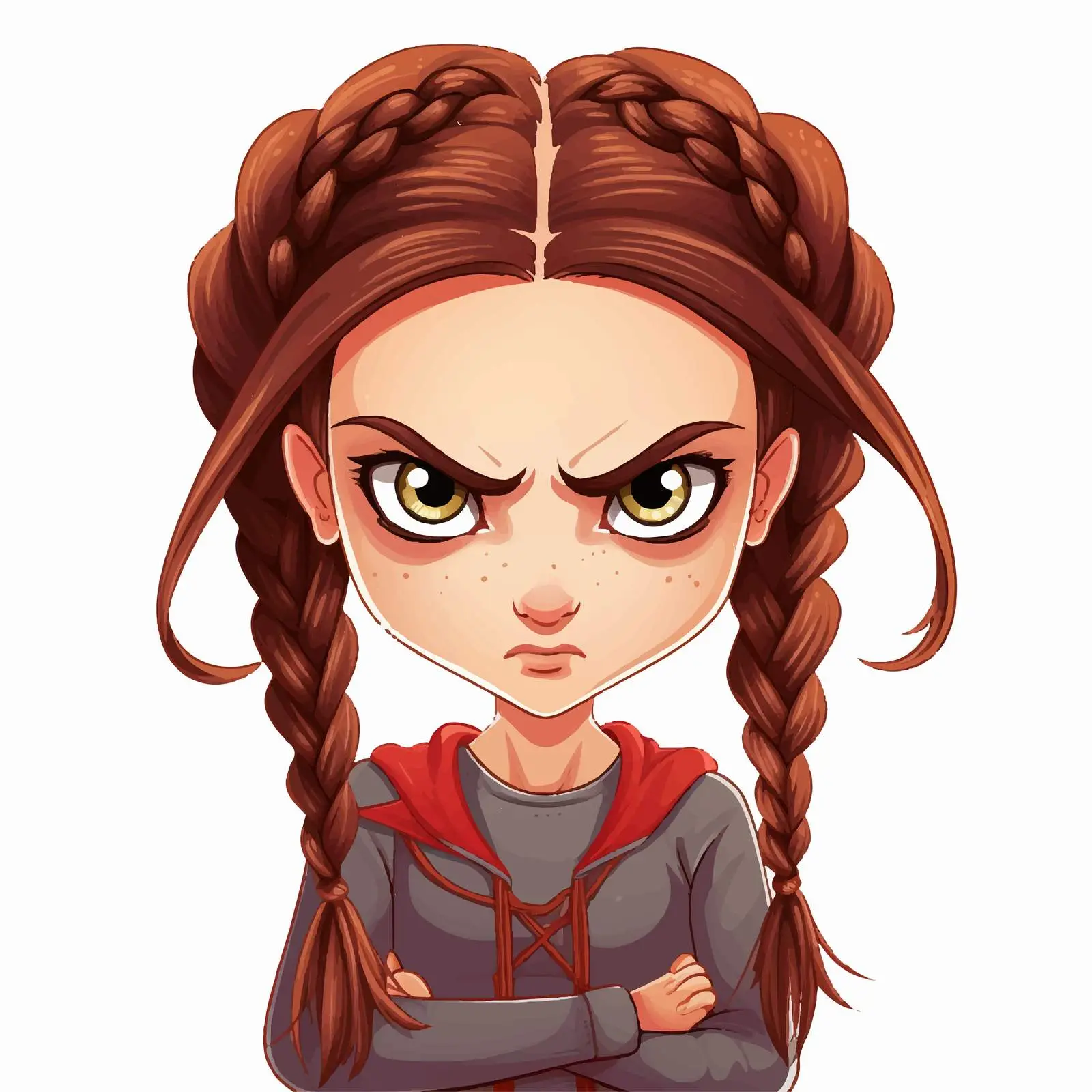 Angry Girl with Braids Vector Illustration — free download from Dotvec