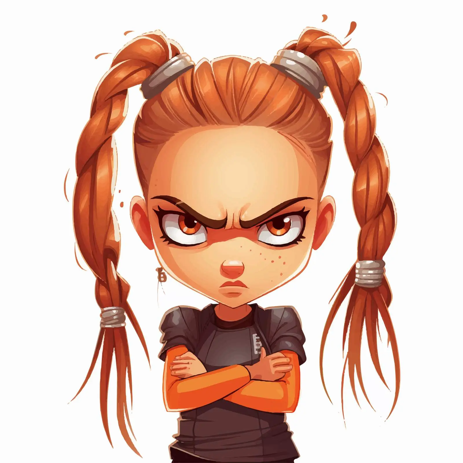 Angry Girl with Braids Cartoon Vector Illustration — free download from Dotvec