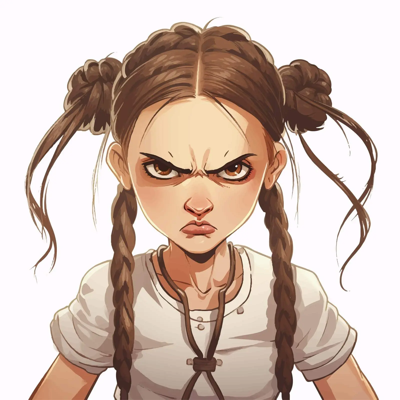 Angry Girl with Braids Vector Illustration — free download from Dotvec