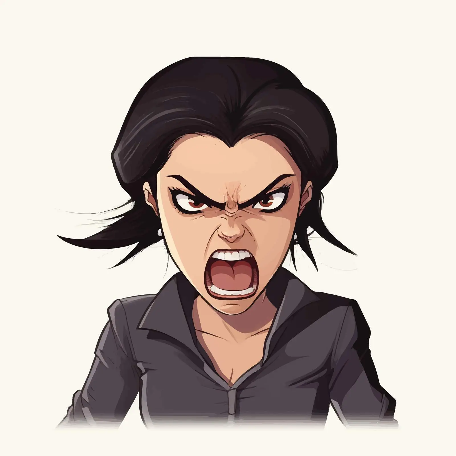Angry Woman Illustration with Dark Hair — free download from Dotvec