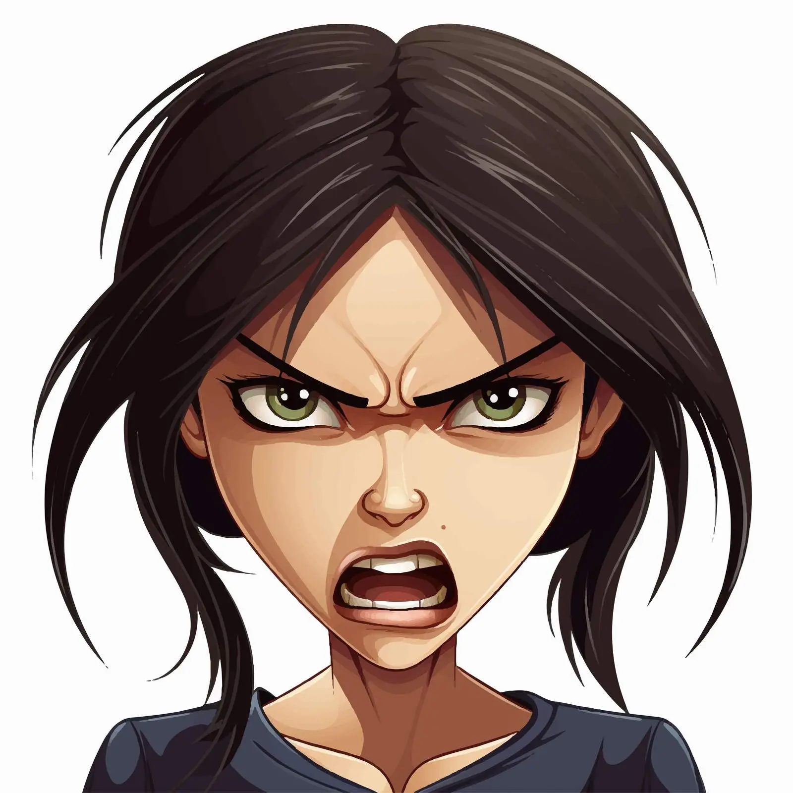 Angry Woman Illustration with Dark Hair Vector — free download from Dotvec
