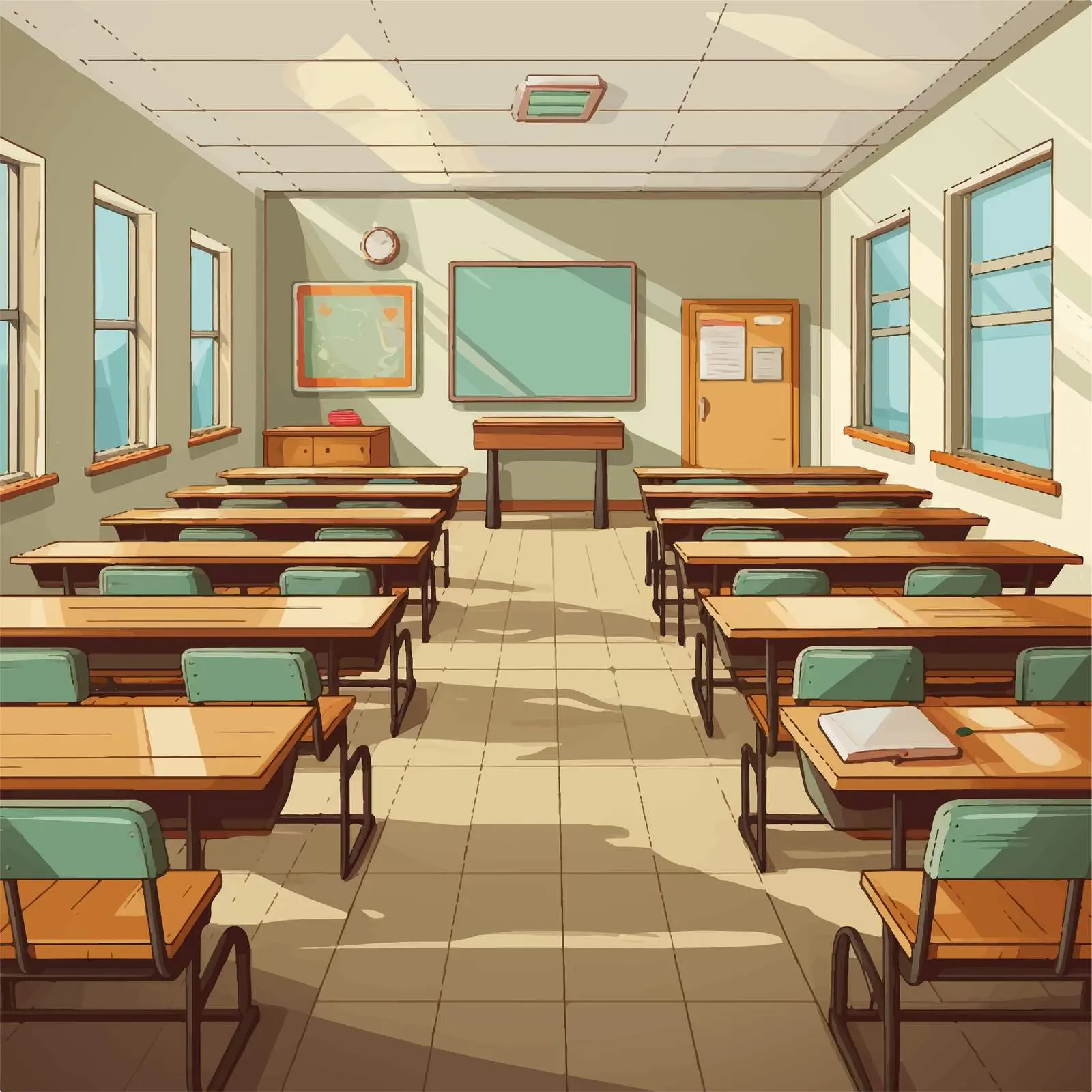 Empty Classroom Cartoon Vector Illustration – free virtual classroom image from Dotvec