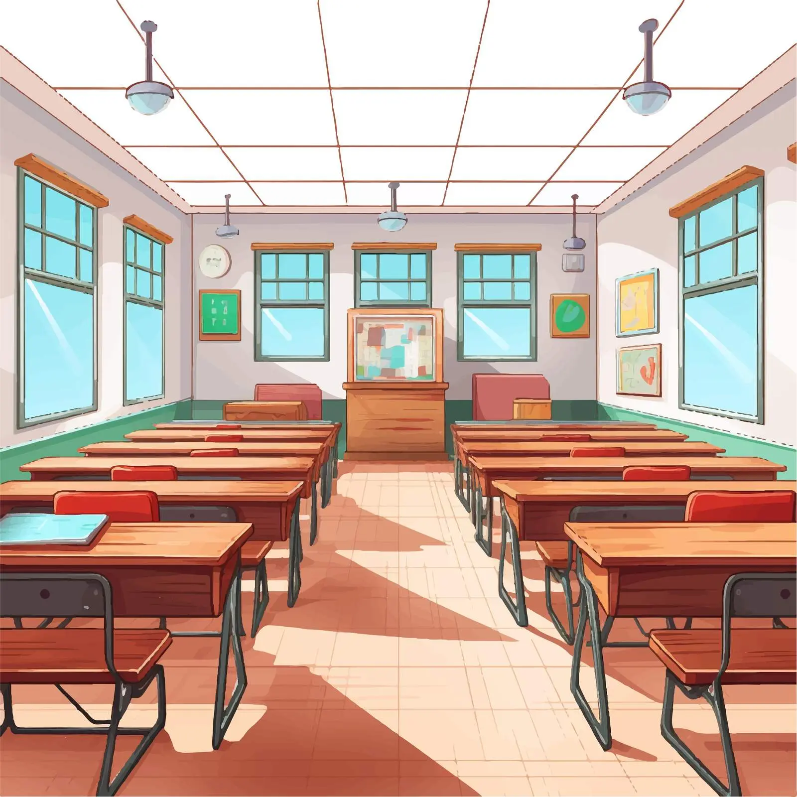 Empty Classroom Cartoon Vector Illustration — free download from Dotvec