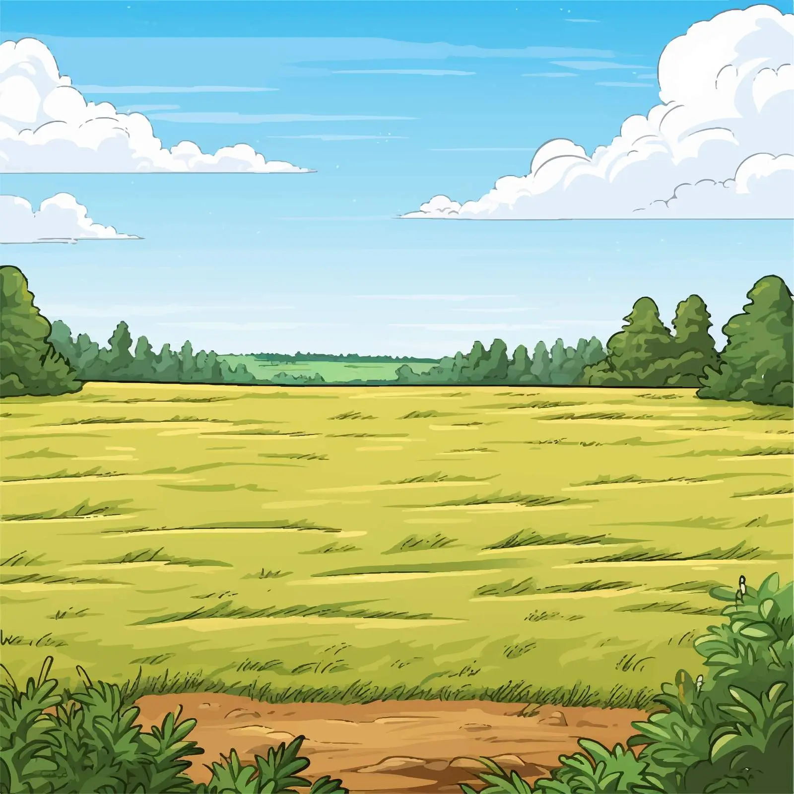 Empty Field Cartoon Vector Illustration – free outdoor vector image from Dotvec