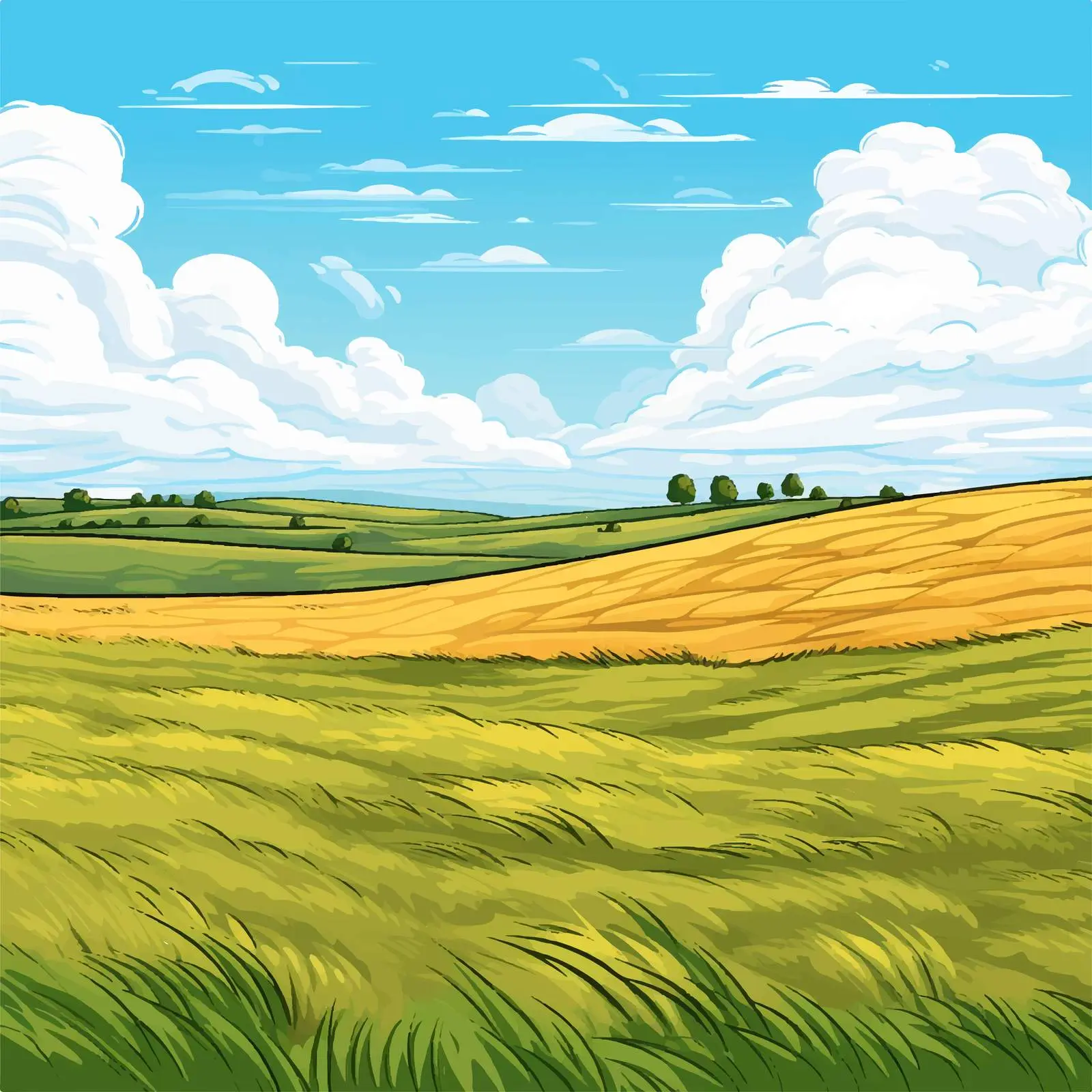 Empty Field Cartoon Vector Illustration — free download from Dotvec