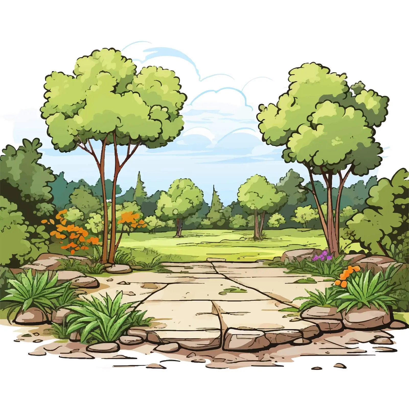 Empty Garden Cartoon Vector Illustration — free download from Dotvec