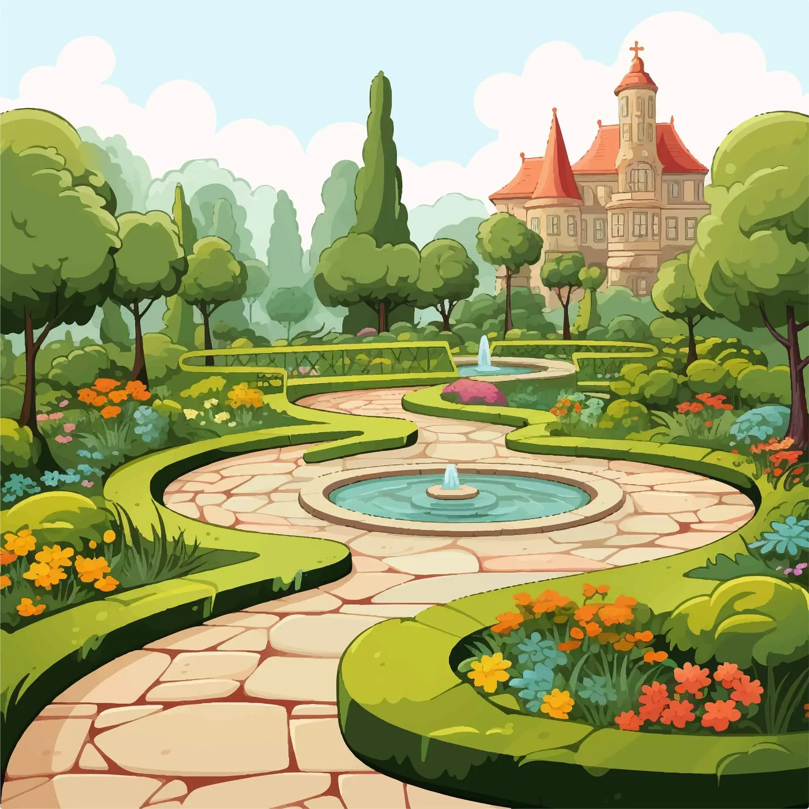 Empty Garden Cartoon Vector Illustration — free download from Dotvec