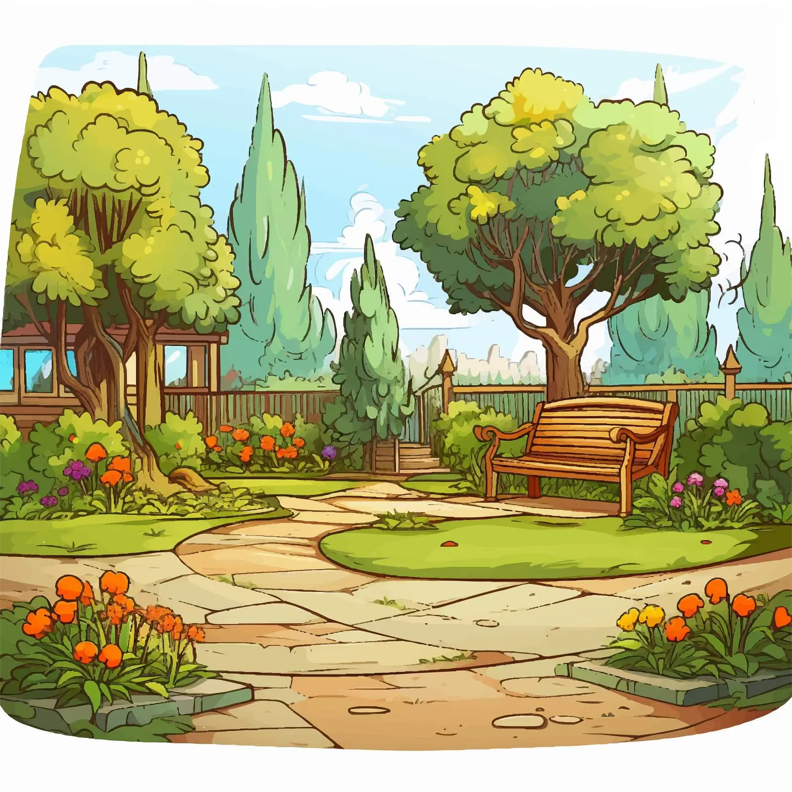 Empty Garden Illustration - Cartoon Vector Design — free download from Dotvec