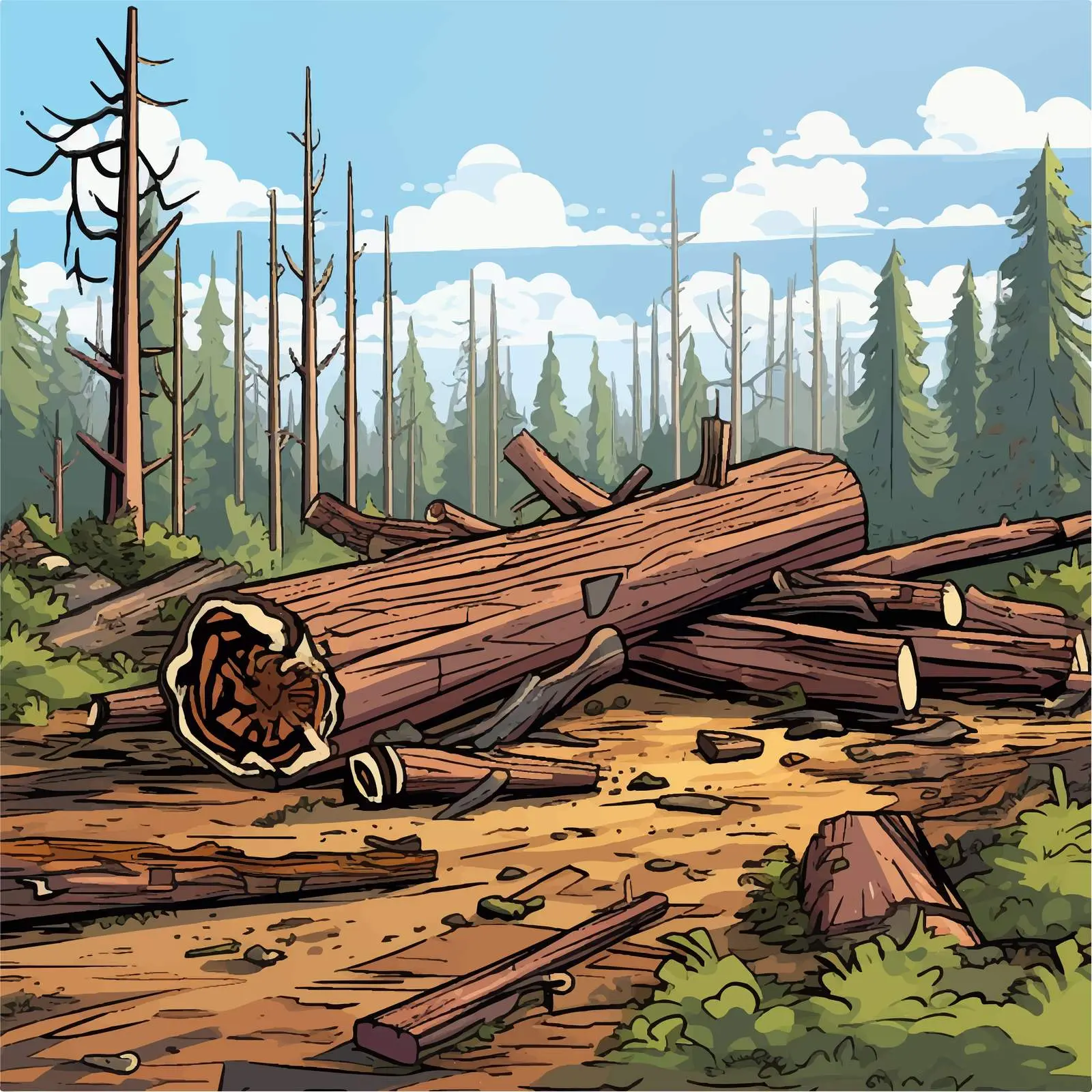 Illegal Logging in Forest Illustration Vector – free sustainable practices image from Dotvec