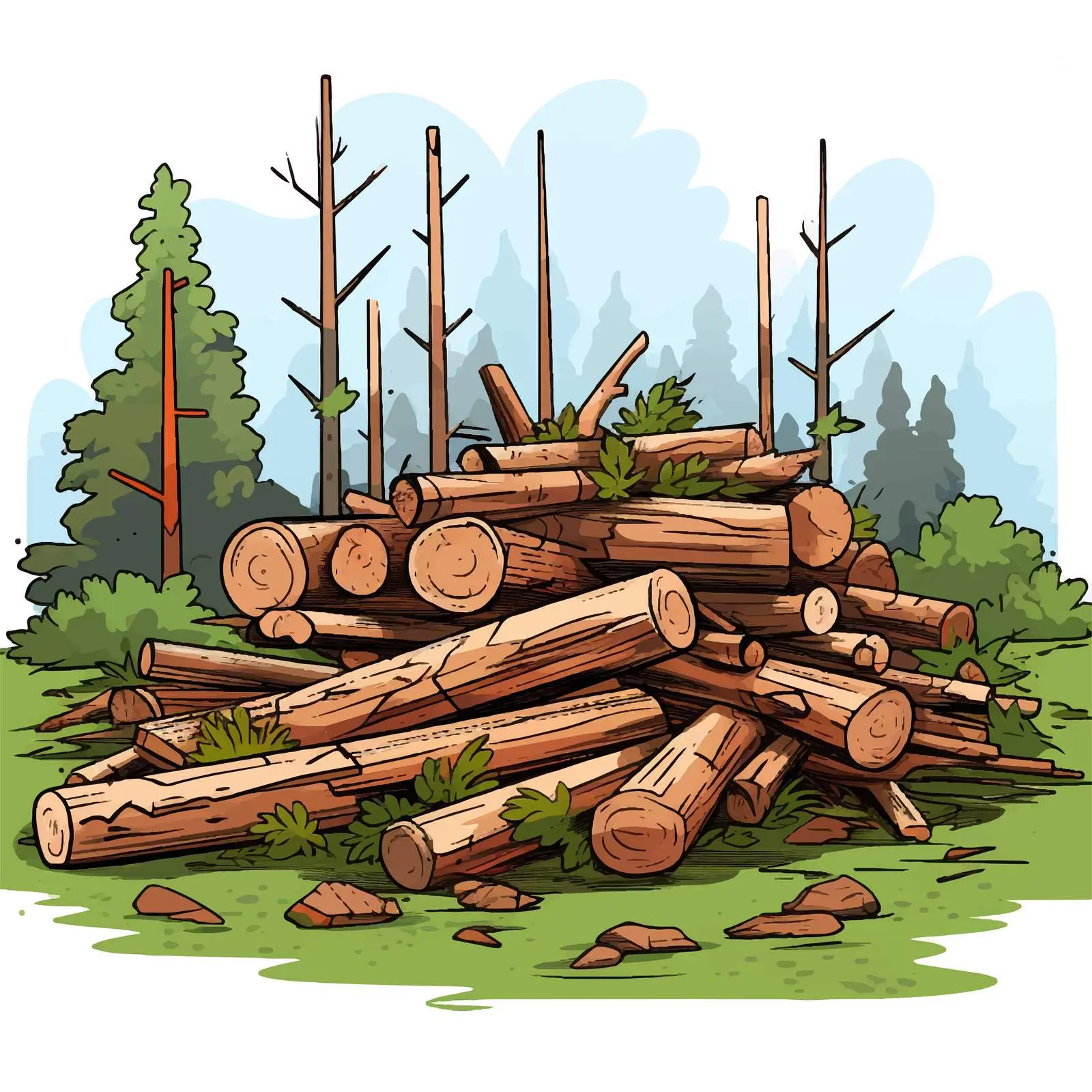 Illegal Logging Illustration in Forest Environment — free download from Dotvec