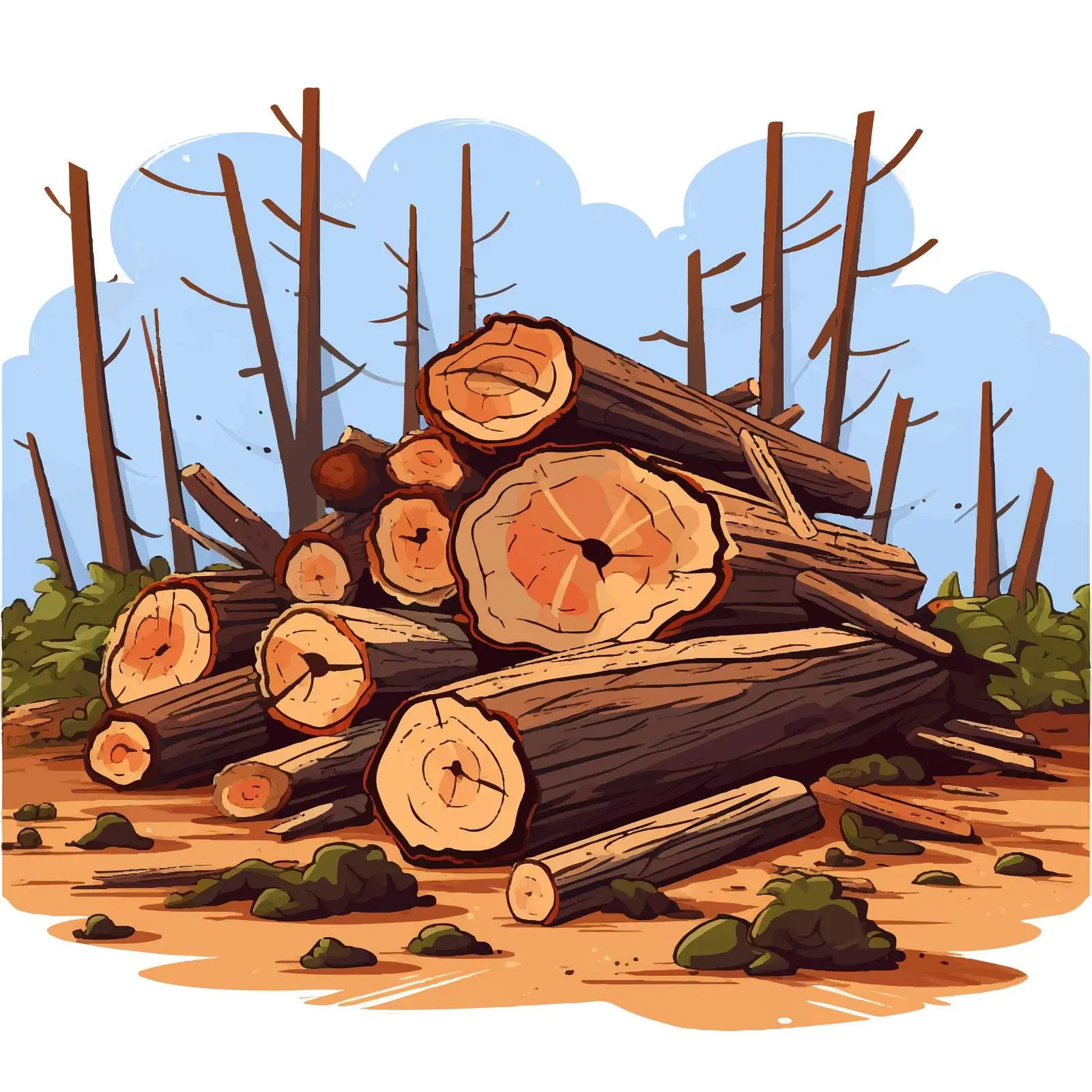 Illegal Logging Illustration in Forest Environment – free sustainable practices image from Dotvec