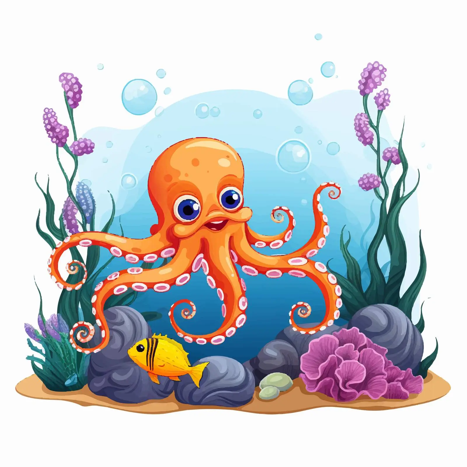 Colorful Octopus Illustration Under the Sea — free download from Dotvec