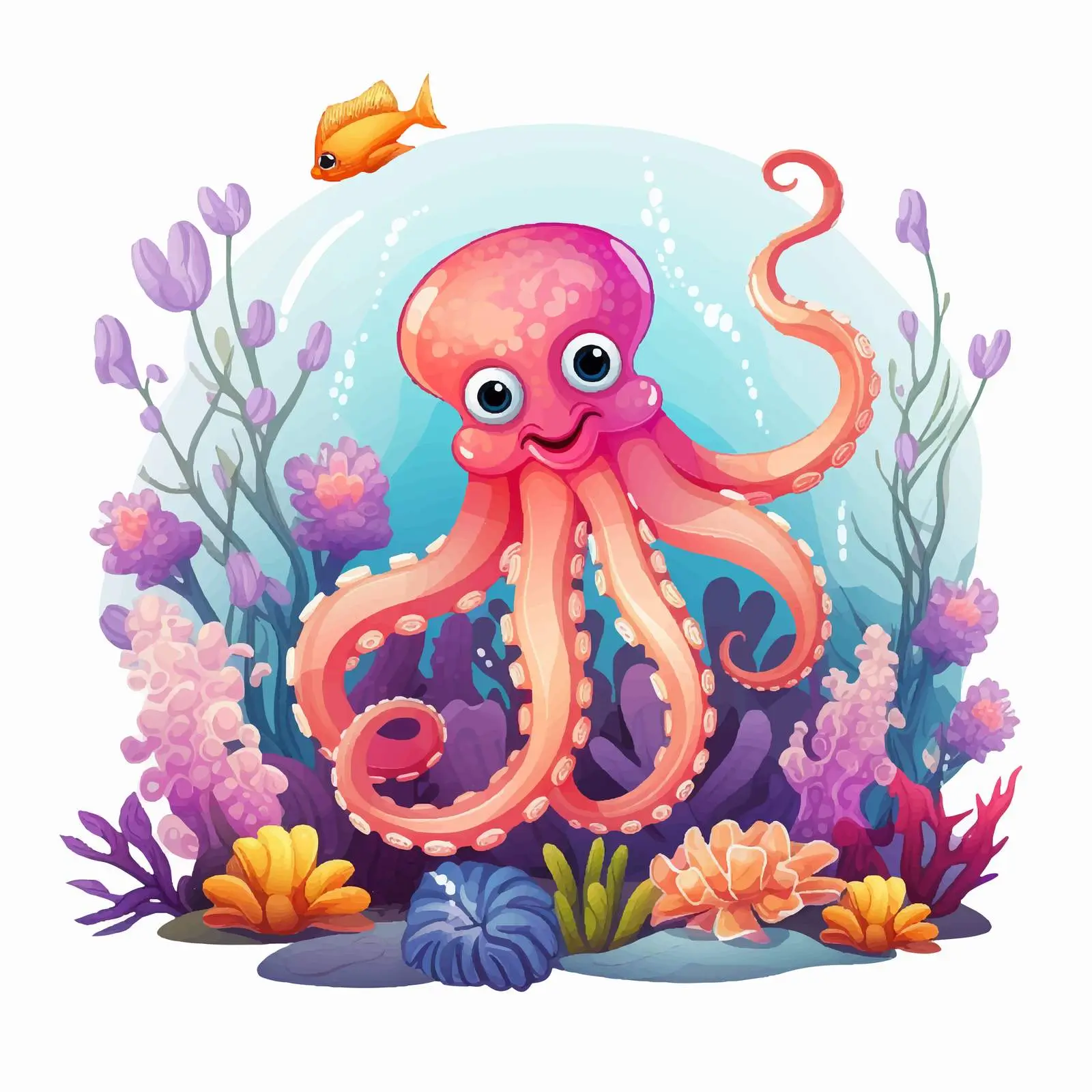 Colorful Octopus Illustration Under the Sea — free download from Dotvec