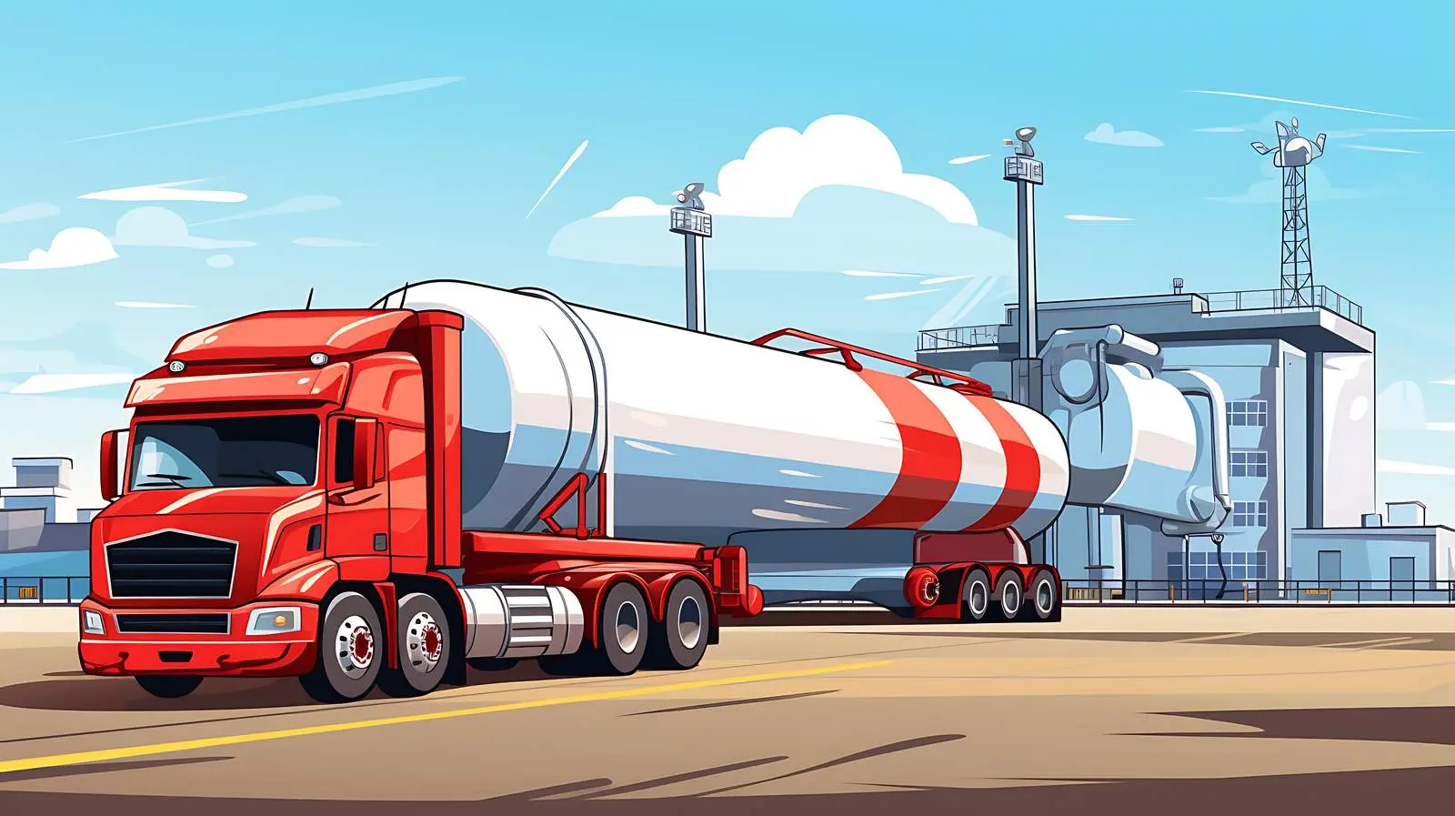 Oil Tanker by Gasoline Station — free download from Dotvec