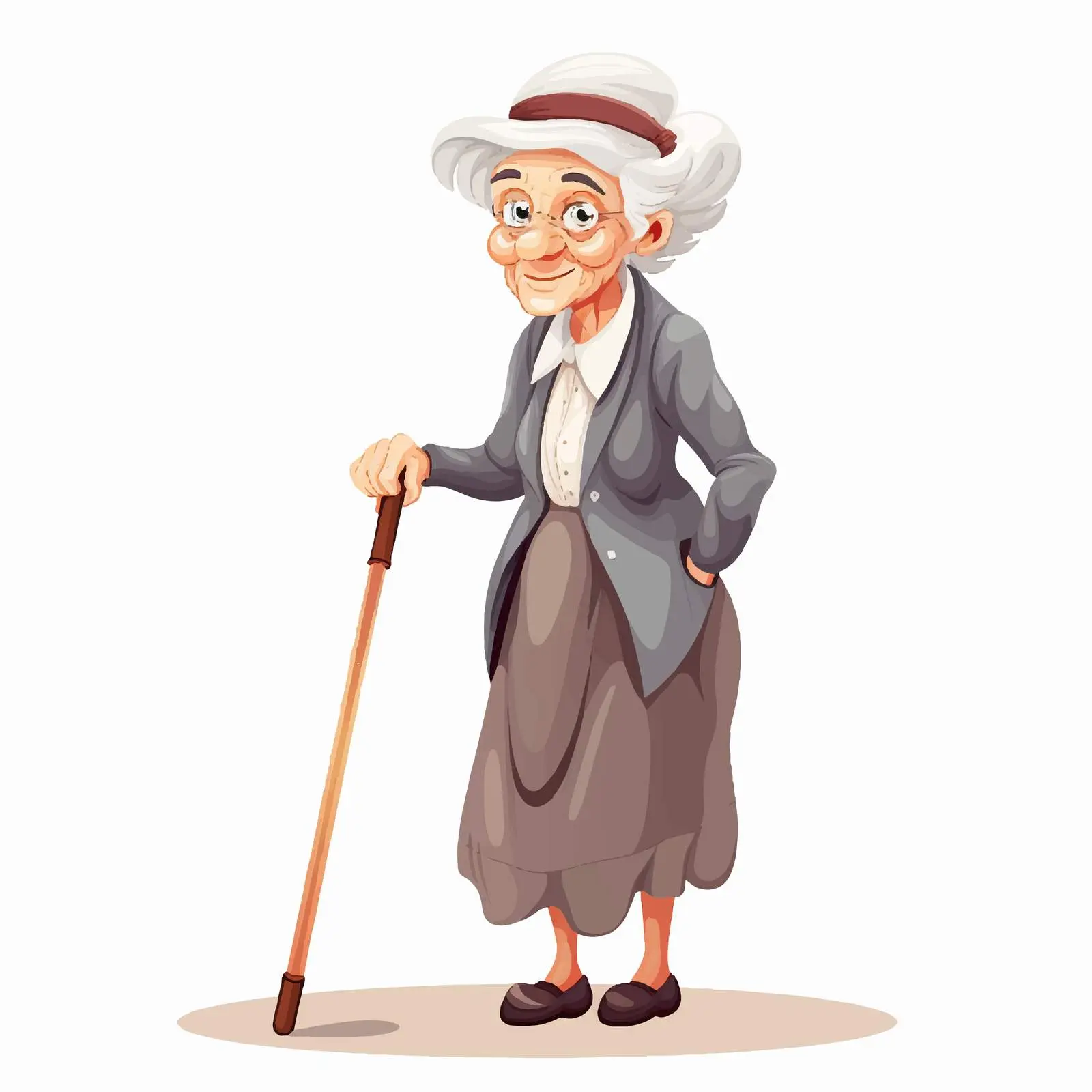 Old Woman with Cane Vector Illustration — free download from Dotvec