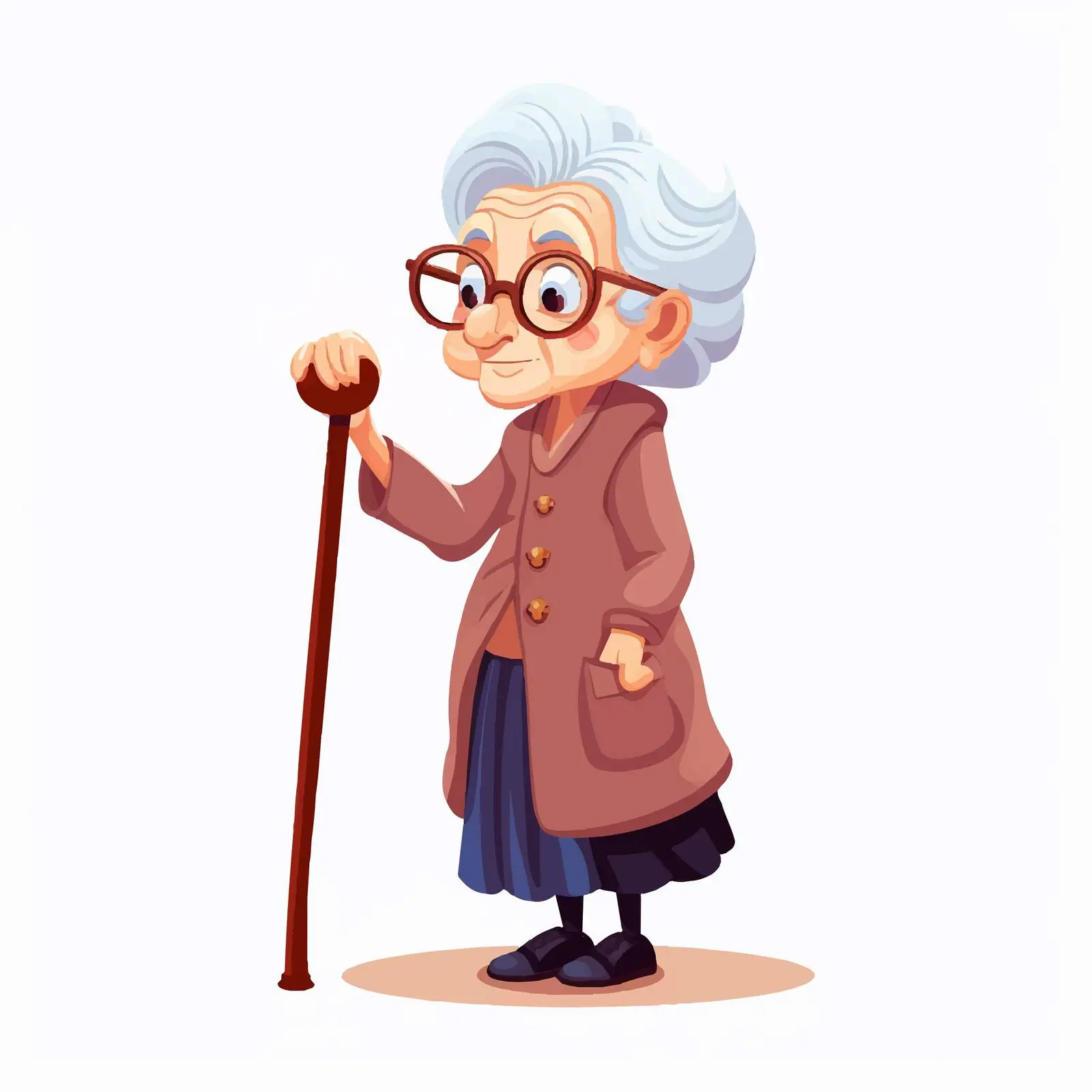 Old Woman with Cane Vector Illustration — free download from Dotvec
