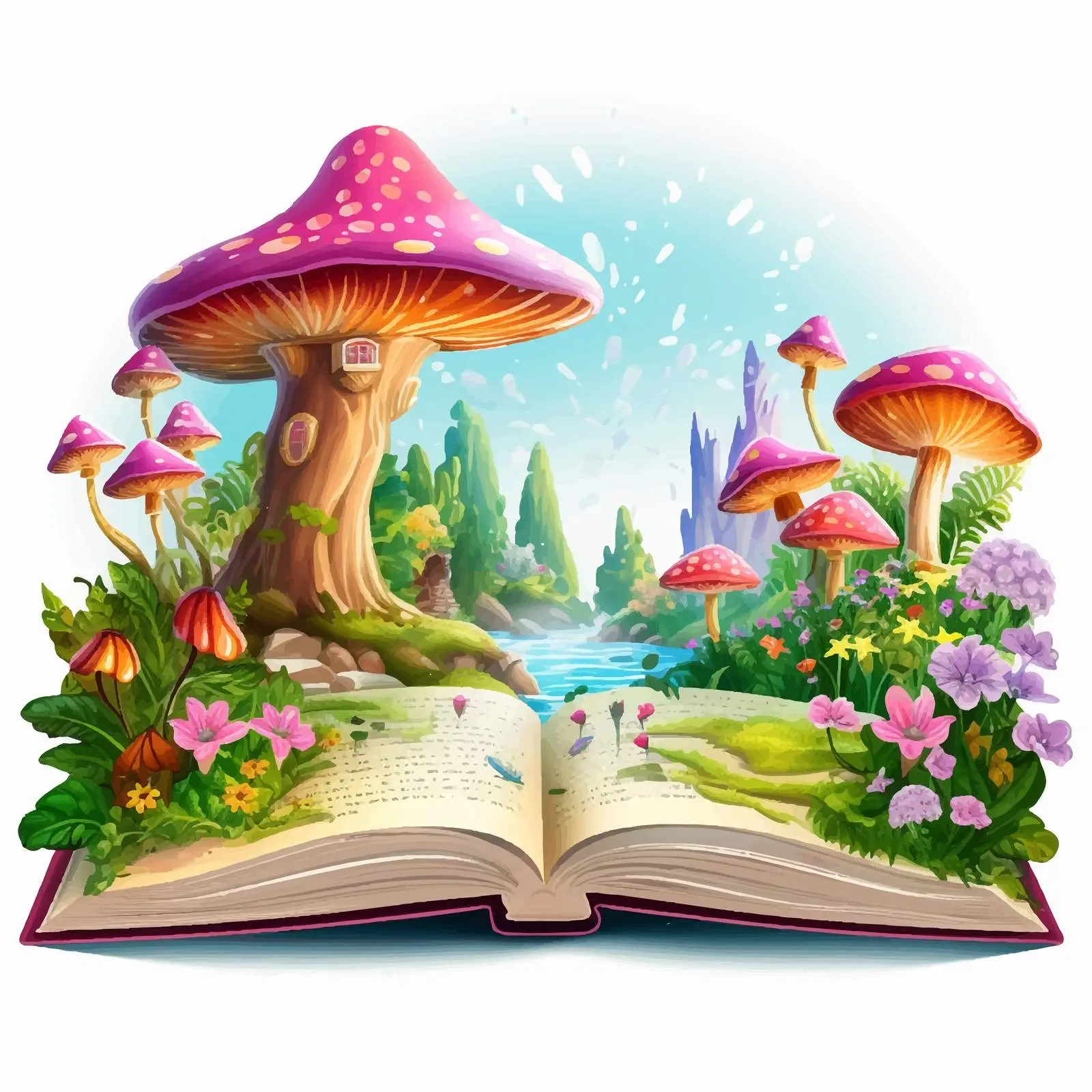 Open Book Illustration with Fairy Land — free download from Dotvec