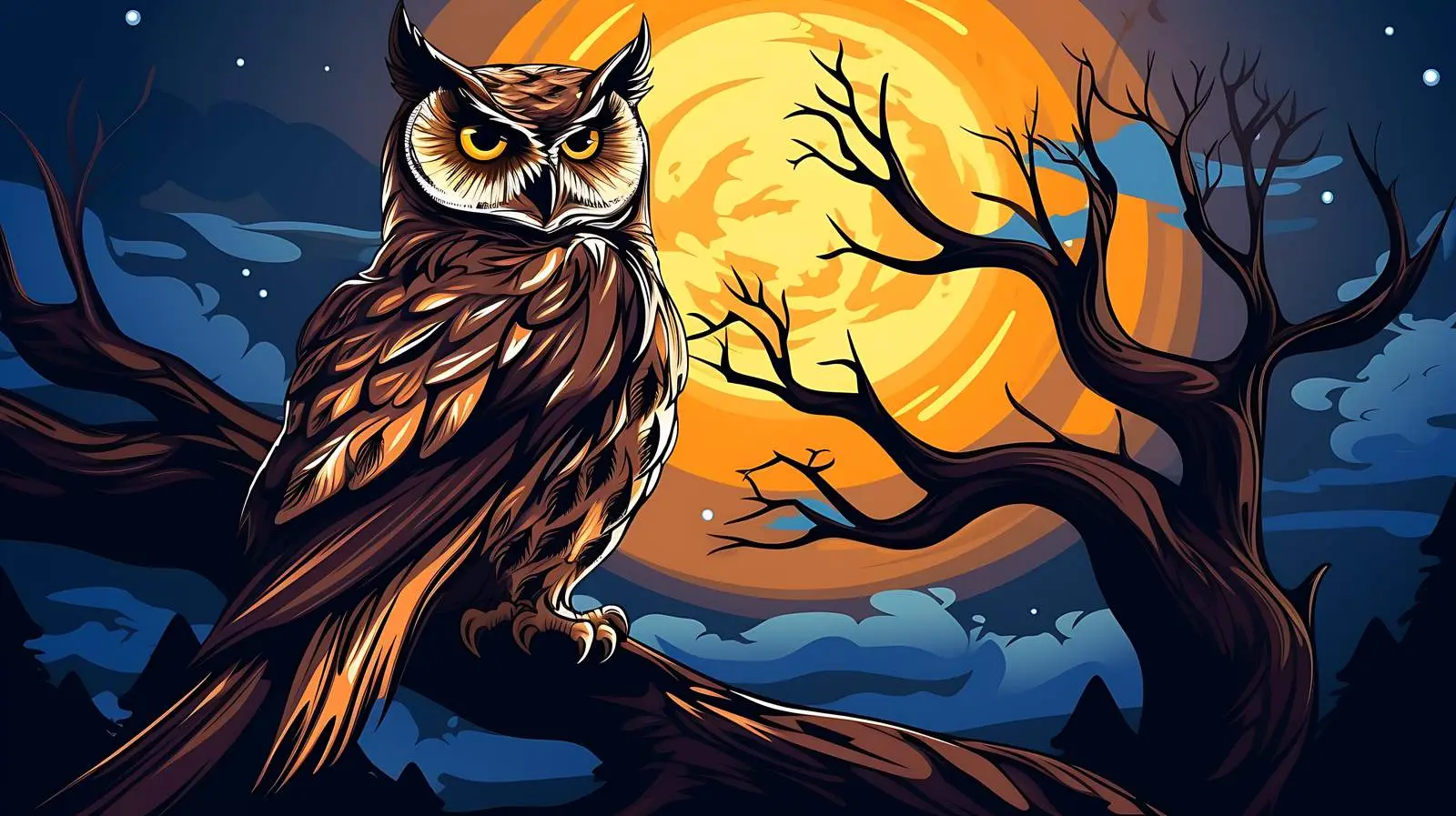 Nocturnal Owl Illustration — free download from Dotvec