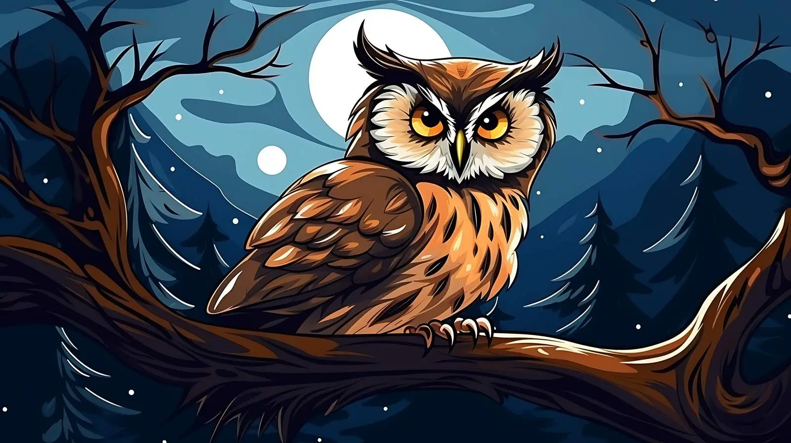 Nocturnal Owl Vector Illustration — free download from Dotvec