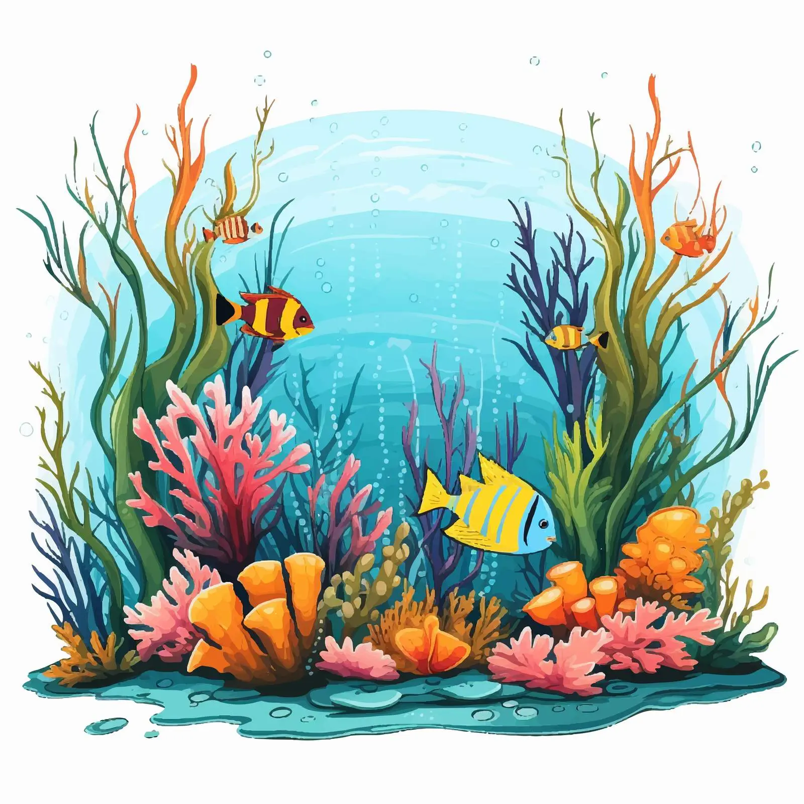 Colorful Underwater World Cartoon Vector Illustration — free download from Dotvec