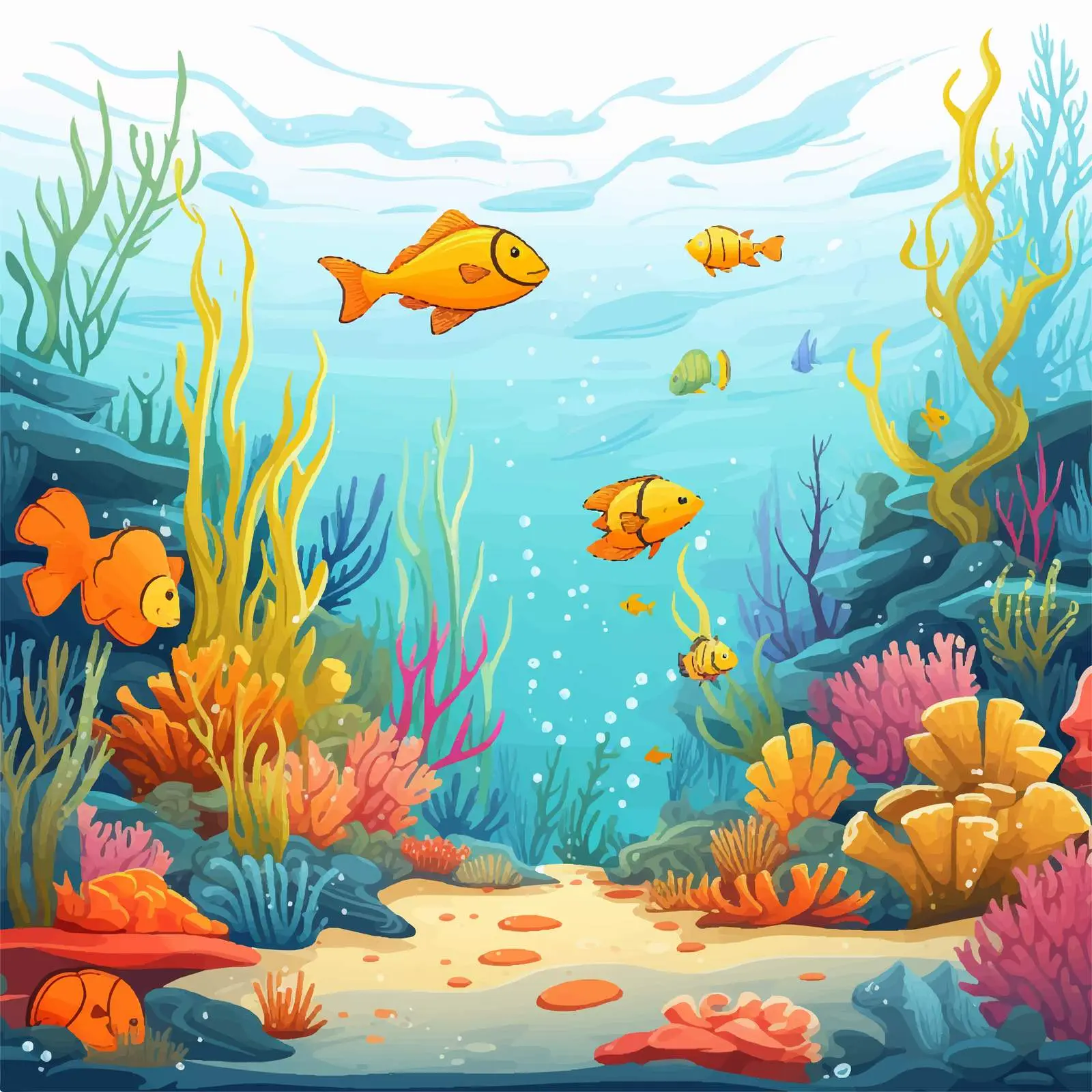 Underwater World Cartoon Vector Illustration — free download from Dotvec