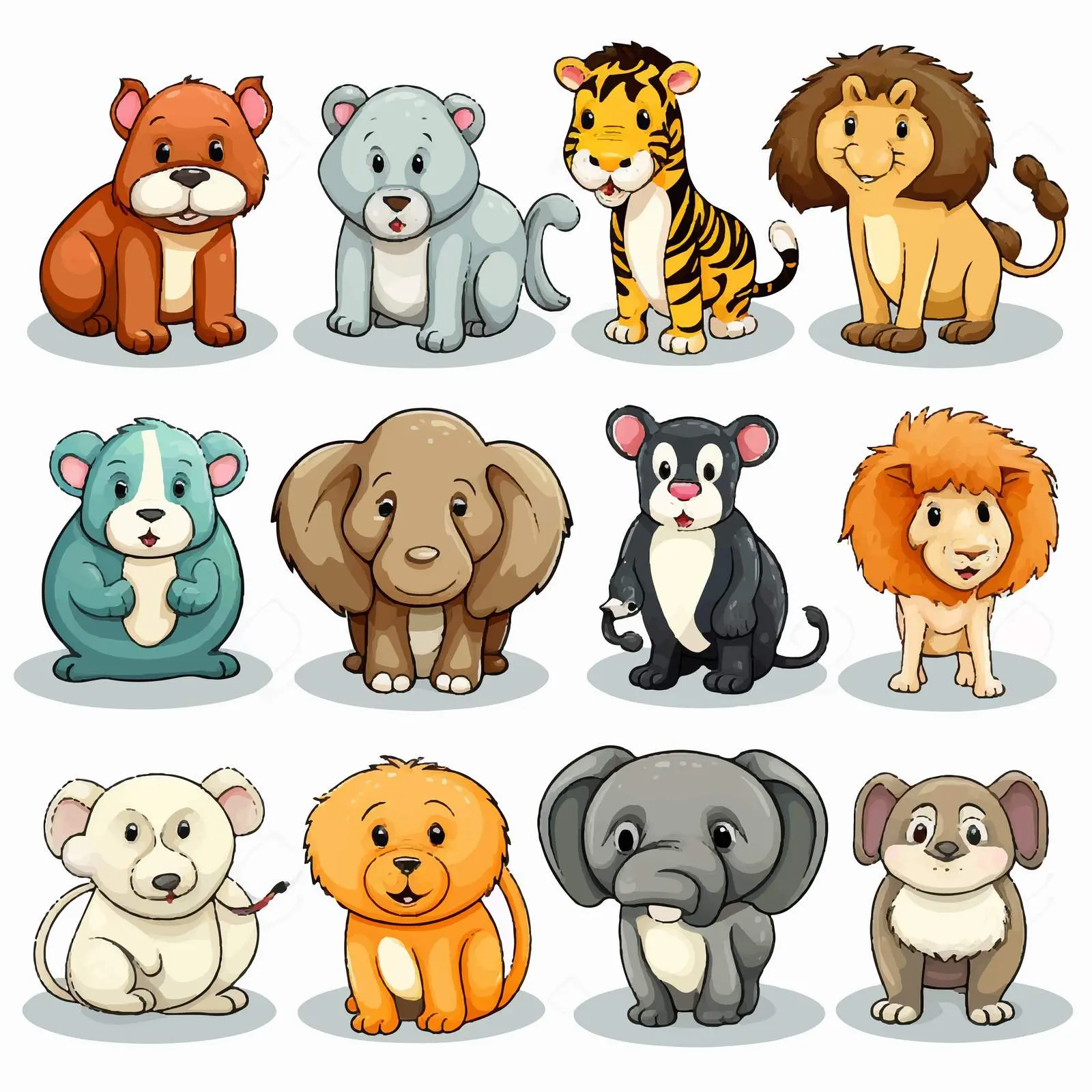 Colorful Animal Illustrations on White Background — free download from Dotvec
