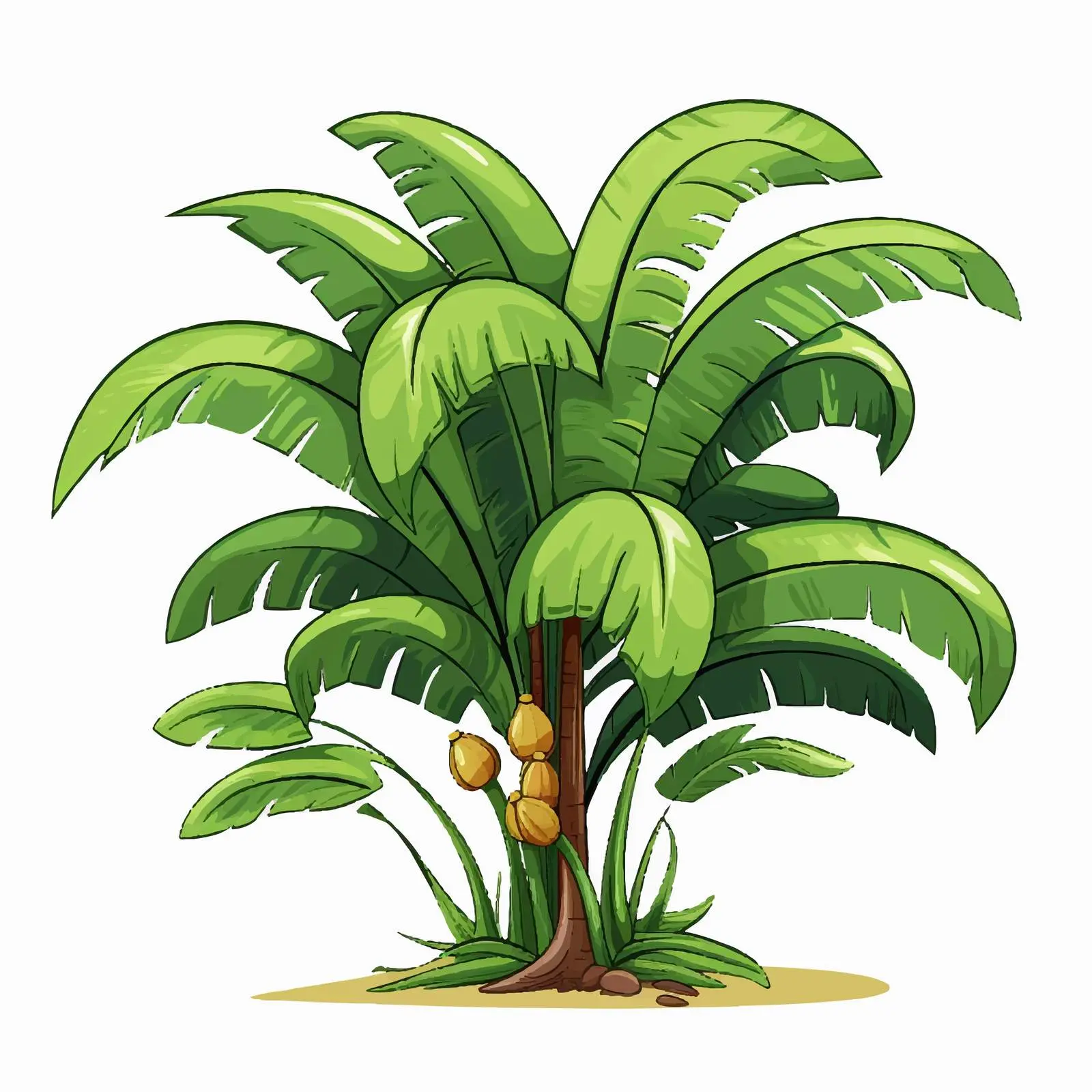 Banana Tree Vector Illustration on White Background – free watercolor effect image from Dotvec