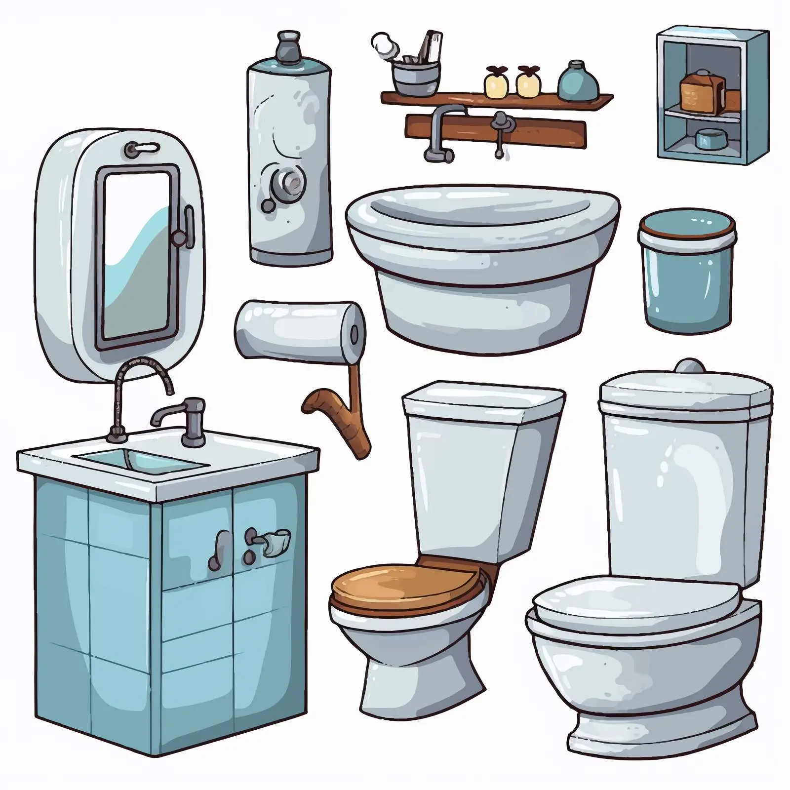 Cartoon Bathroom Equipment Vector Illustration — free download from Dotvec