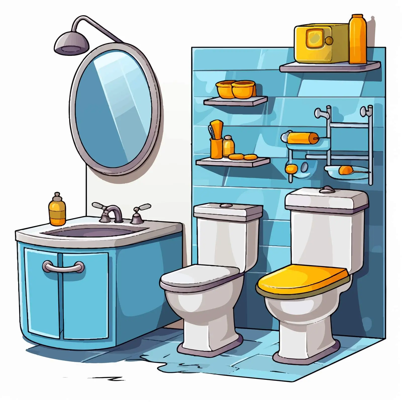 Cartoon Bathroom Equipment Vector Illustration — free download from Dotvec