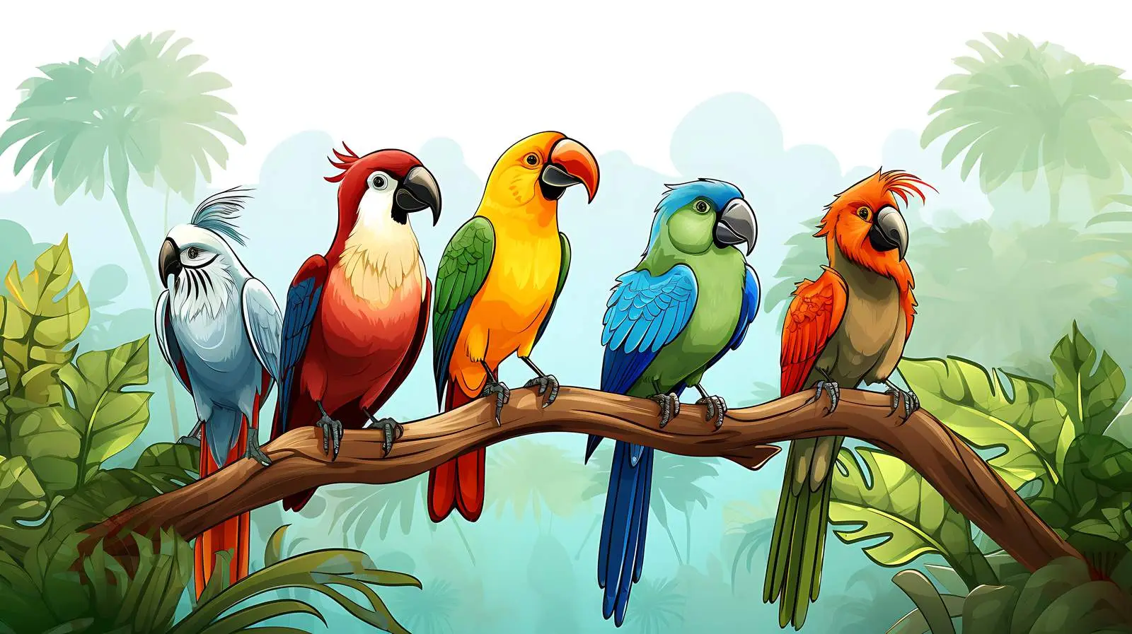 Birds in Jungle Illustration — free download from Dotvec
