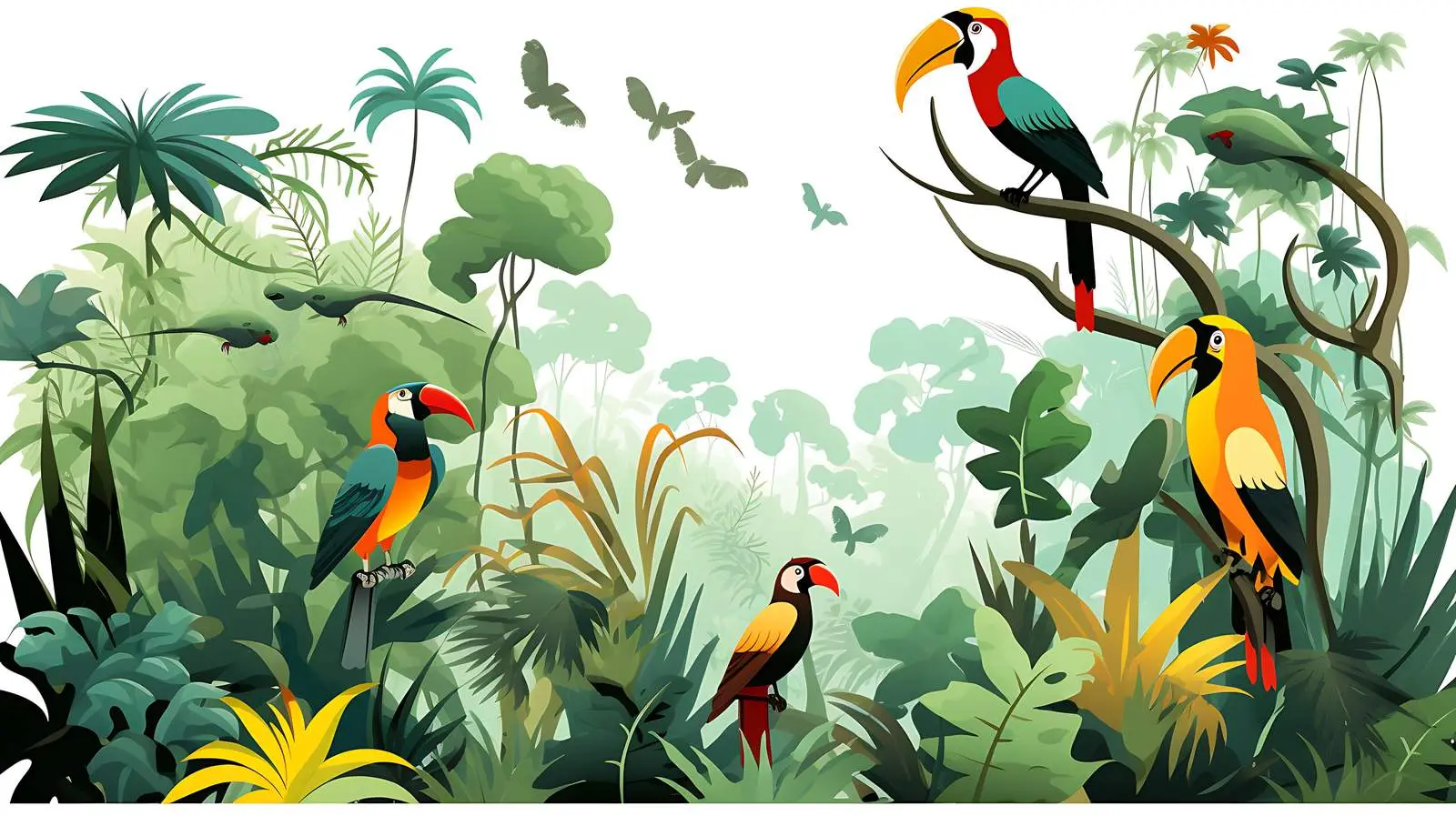 Birds in Jungle Stock Illustration — free download from Dotvec