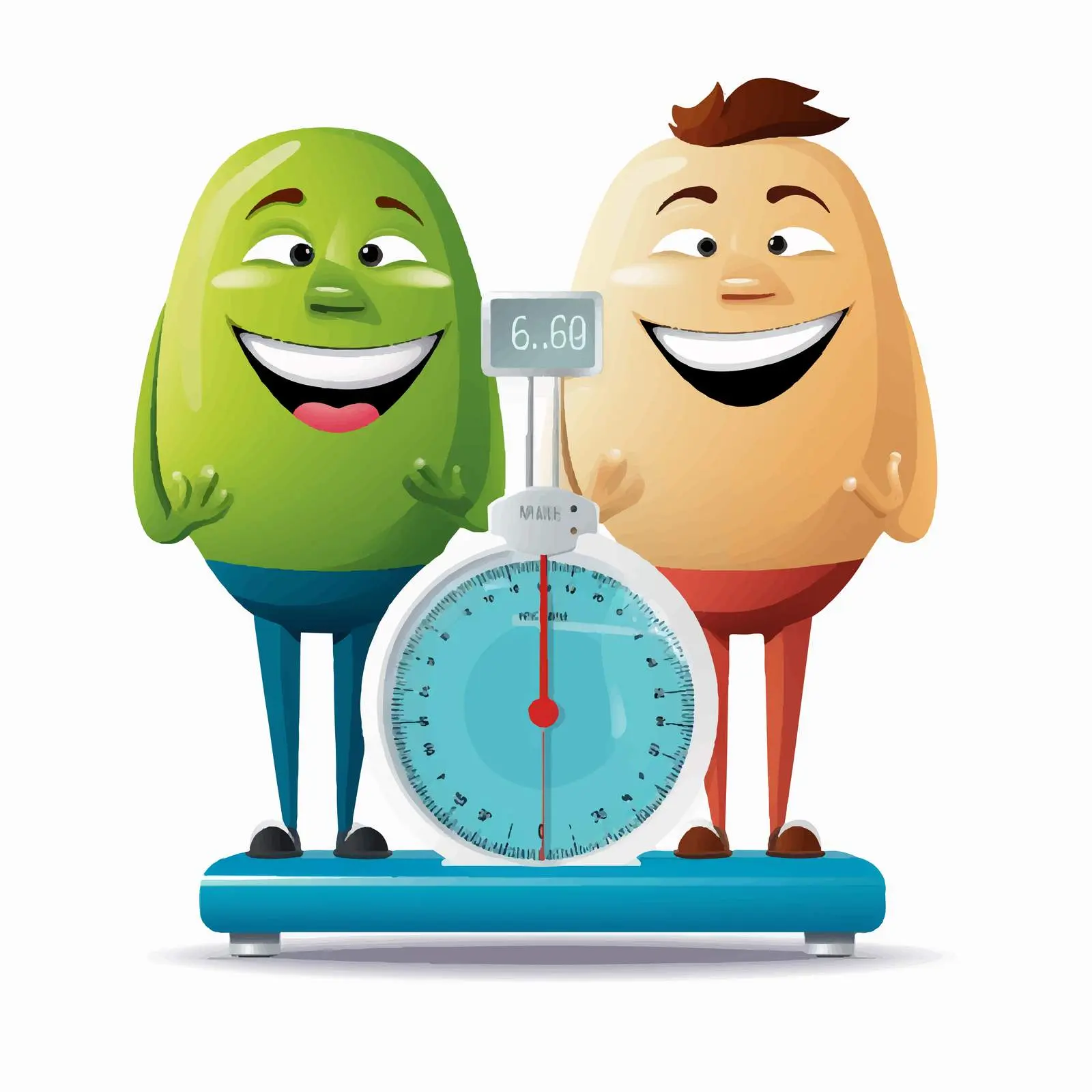 BMI Scale Illustration with Two Characters — free download from Dotvec