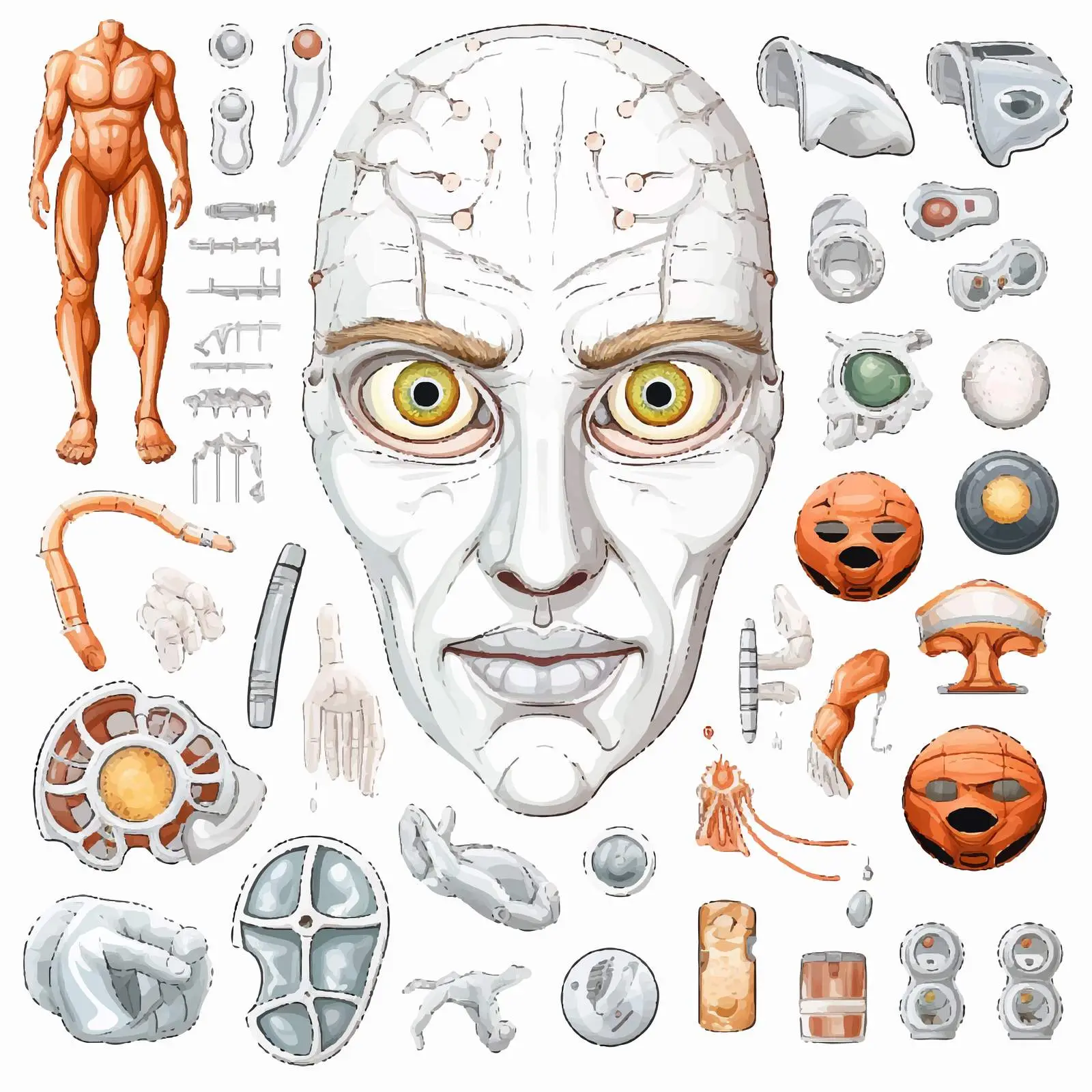 Illustration of Body Parts on White Background – free medical resources image from Dotvec