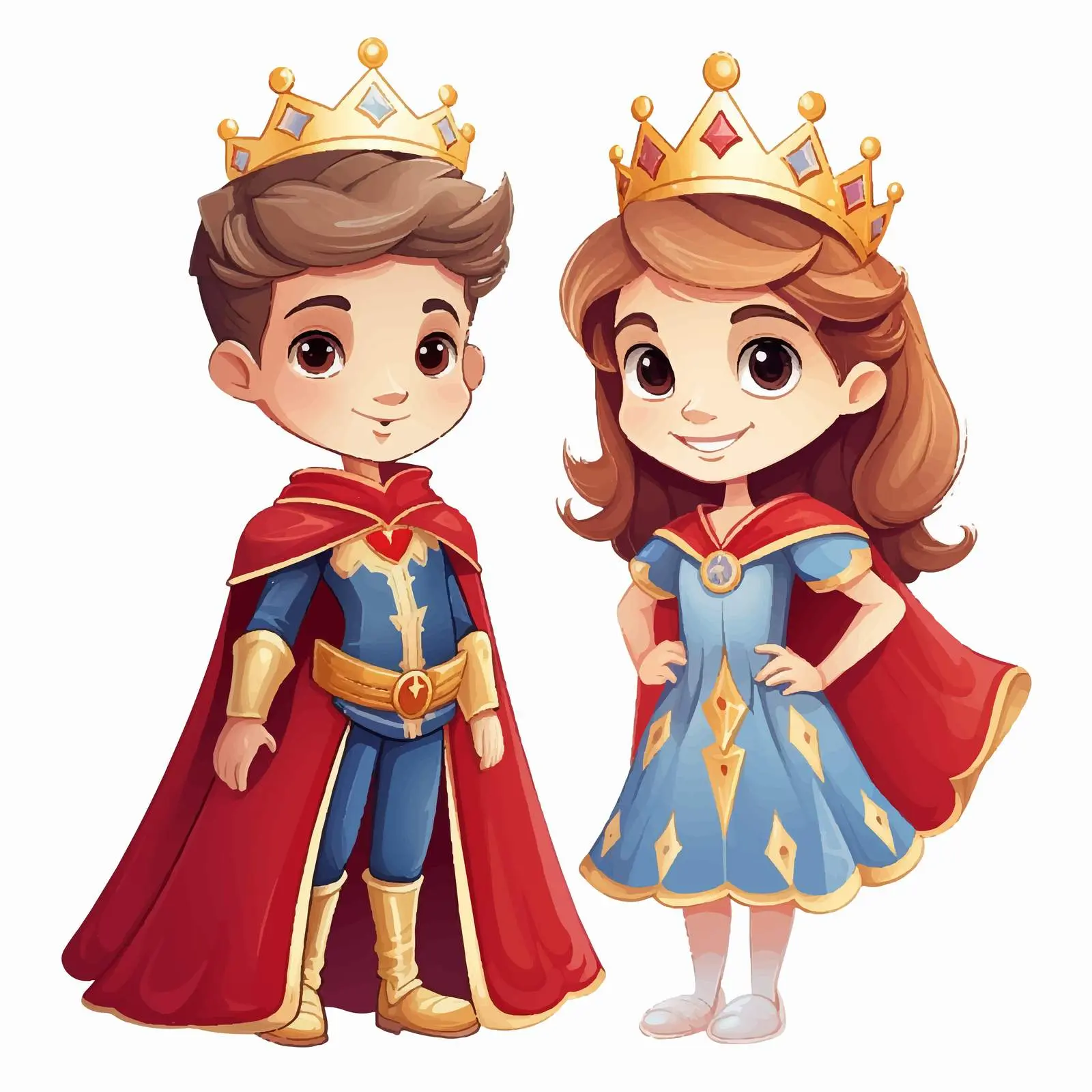 Boy and Girl as King and Queen Vector Illustration — free download from Dotvec
