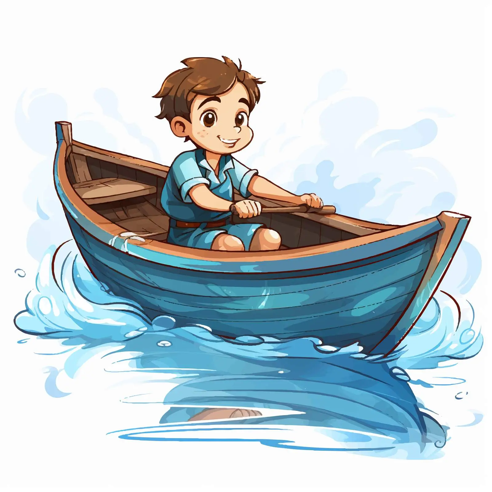 Cartoon Boy in Boat Vector Illustration — free download from Dotvec