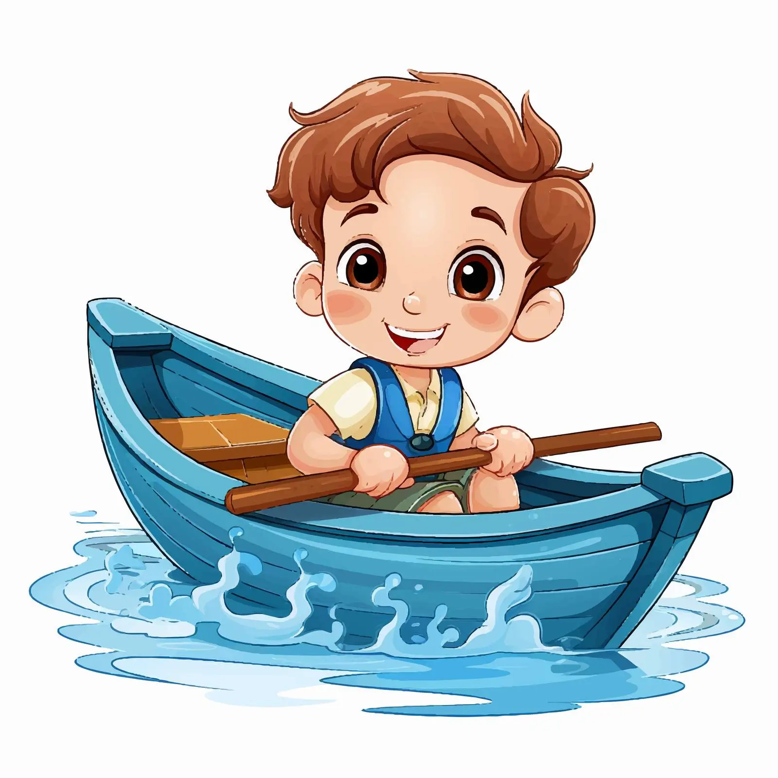 Cartoon Boy in Boat Vector Illustration — free download from Dotvec