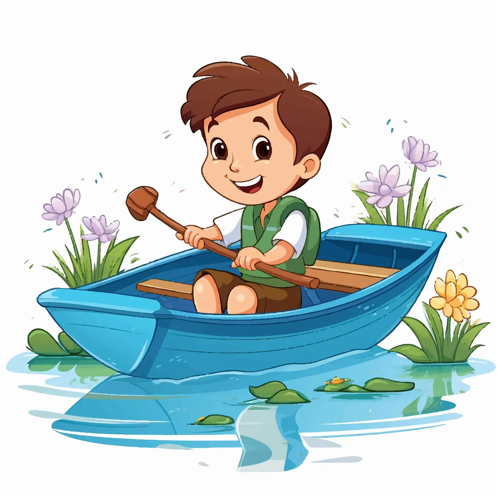 Boy in a Boat Cartoon Vector Illustration — free download from Dotvec