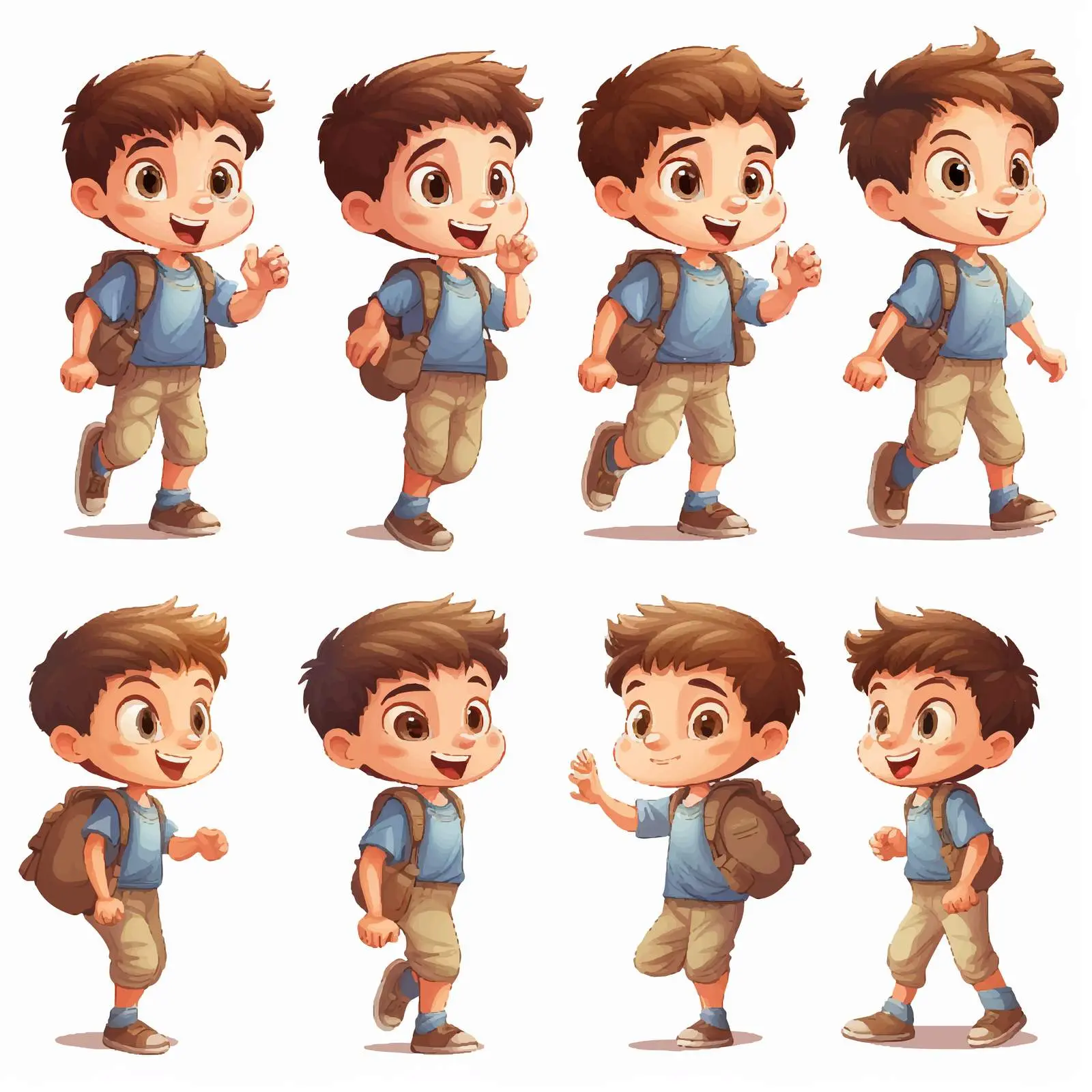 Boy in Various Poses Cartoon Vector Illustration — free download from Dotvec