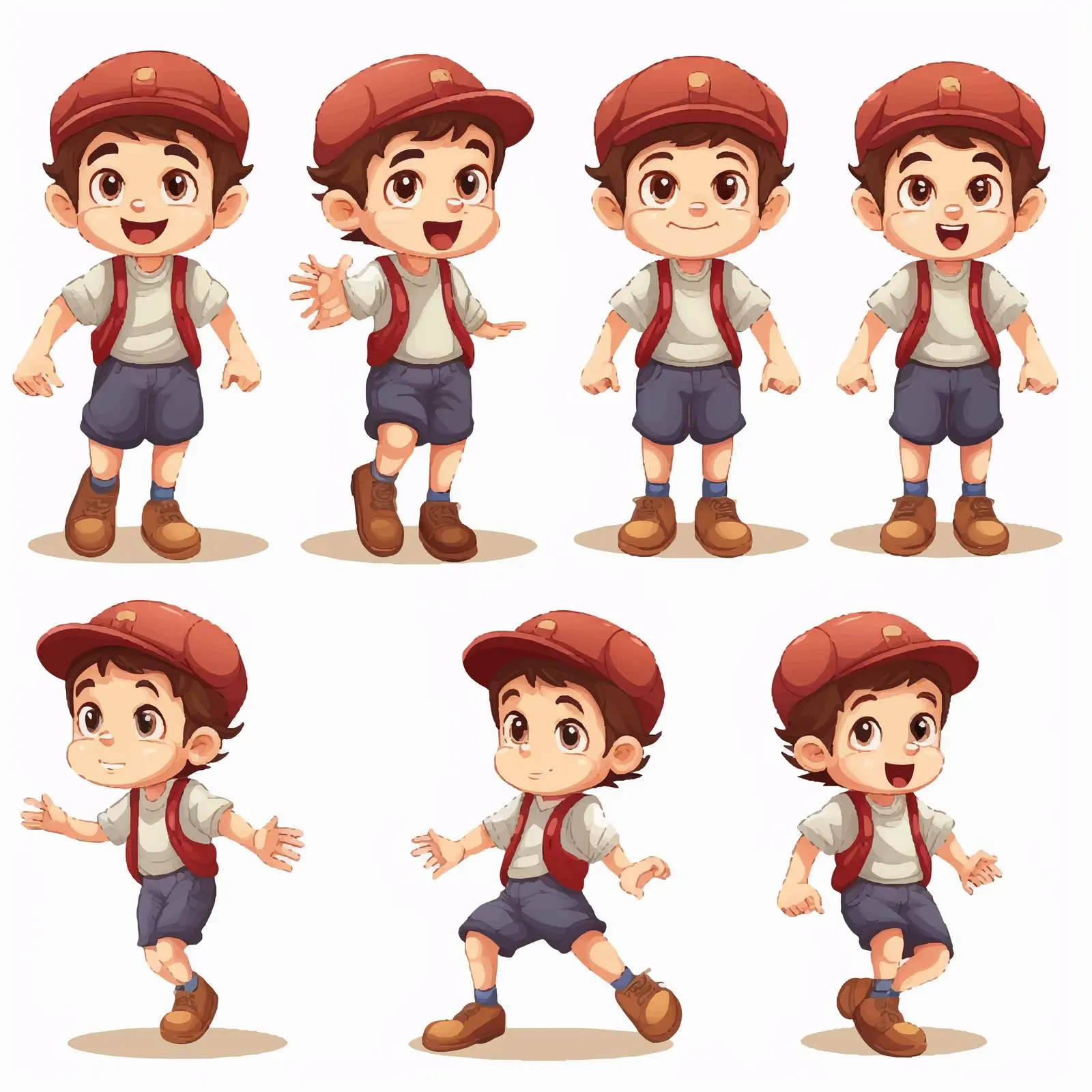 Boy Cartoon Vector in Various Poses – free boy poses image from Dotvec