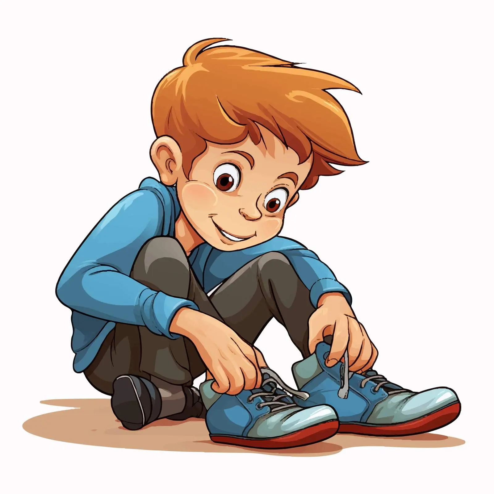 Boy Cartoon Vector Putting On Shoes — free download from Dotvec