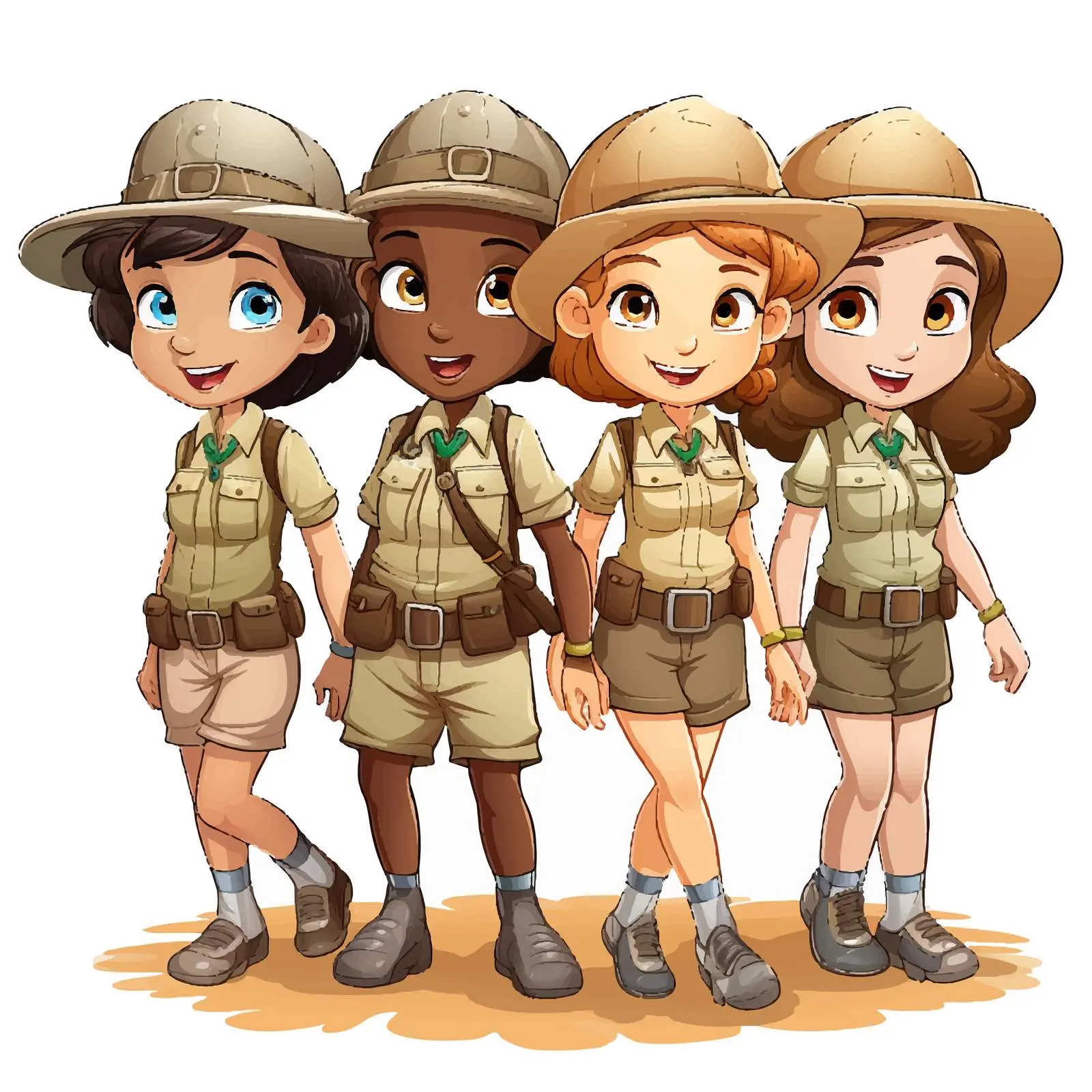 Boys and Girls in Safari Costumes Illustration — free download from Dotvec