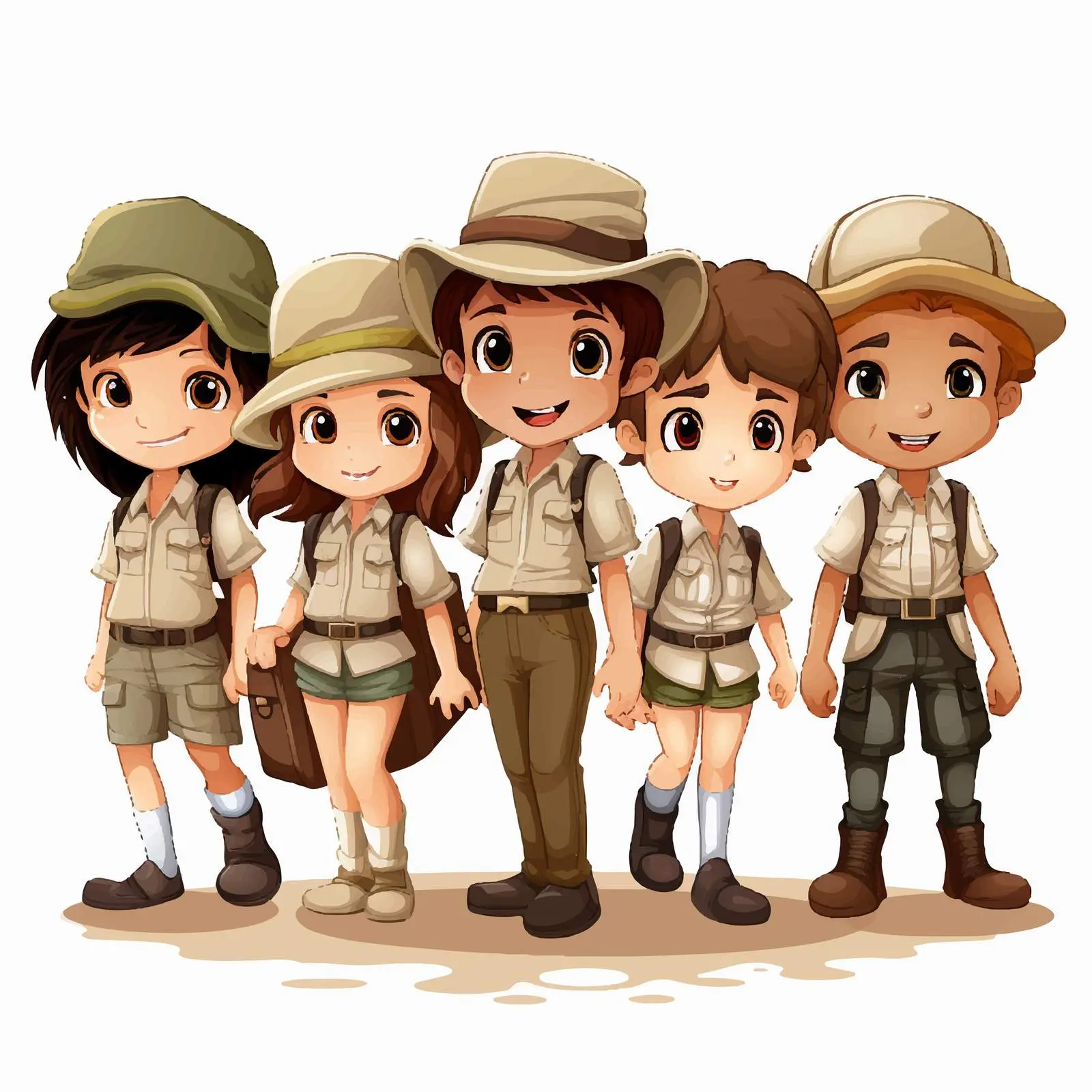 Boys and Girls in Safari Costumes Illustration — free download from Dotvec