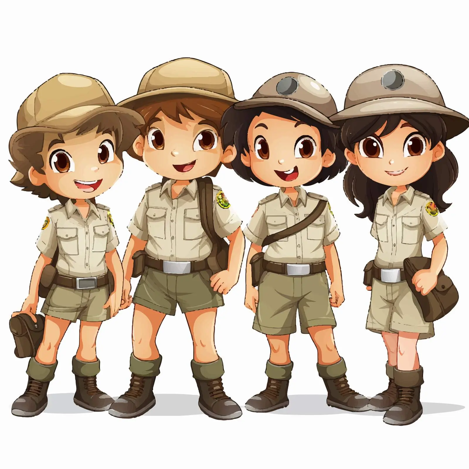 Boys and Girls in Safari Costumes Illustration — free download from Dotvec