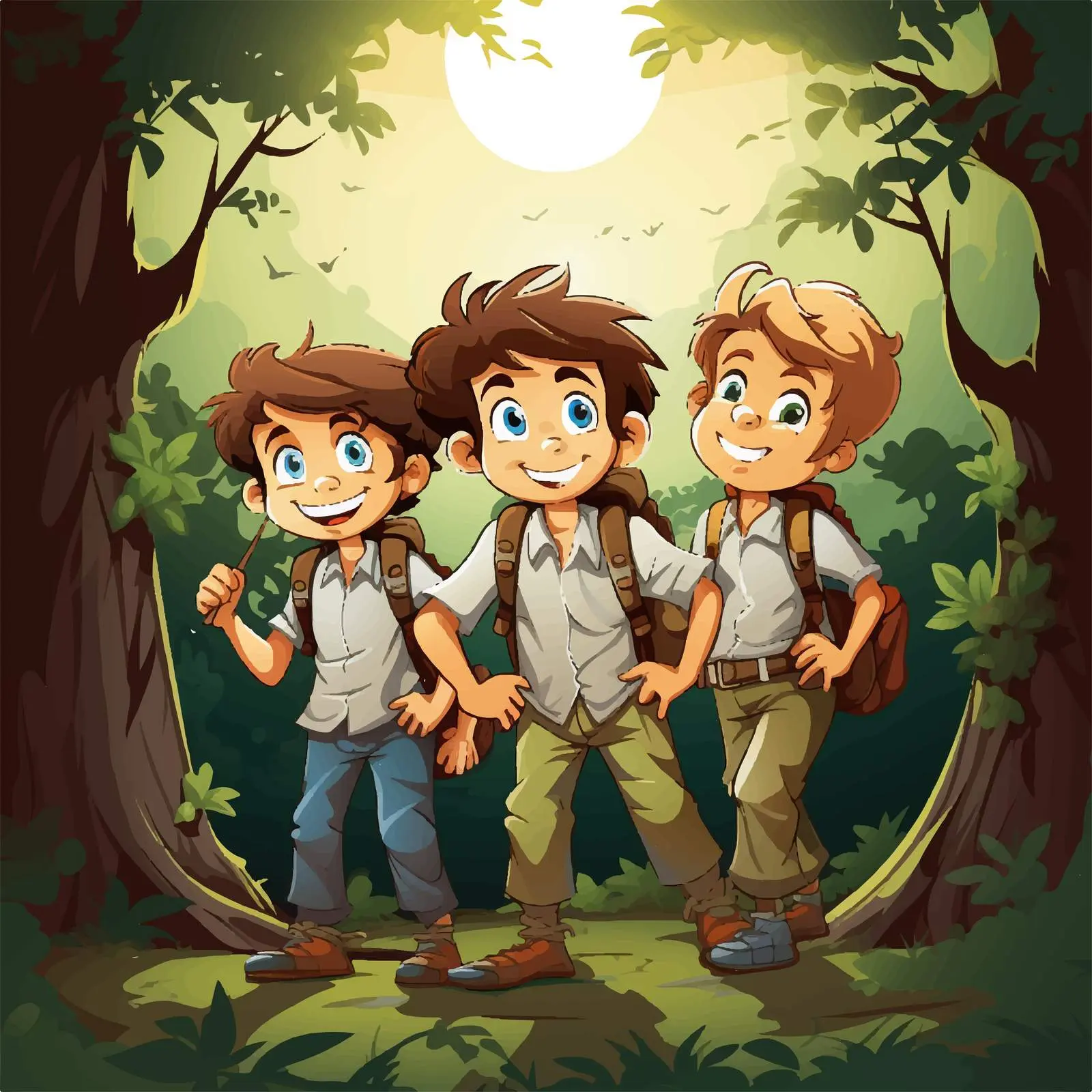 Boys Enjoying Nature in Vector Illustration — free download from Dotvec