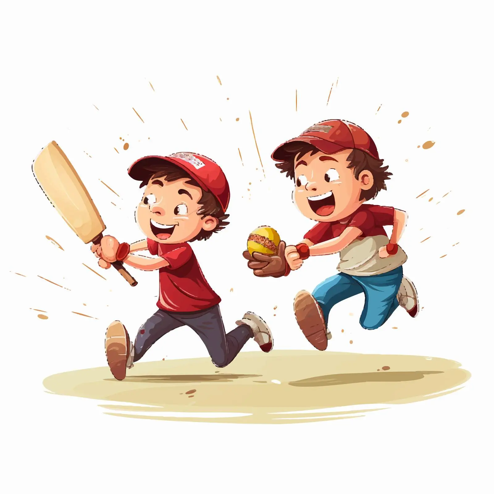 Boys Playing Cricket Vector Illustration — free download from Dotvec