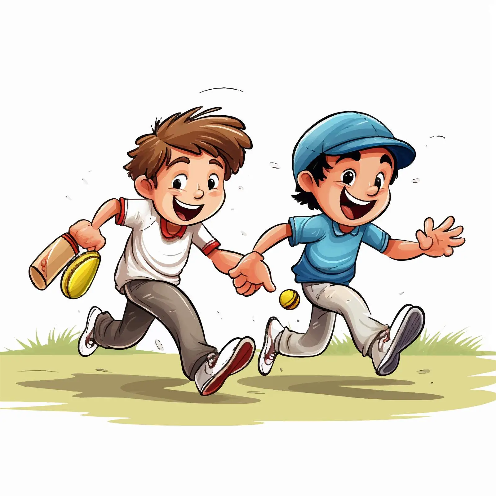 Boys Playing Cricket Illustration on White Background — free download from Dotvec